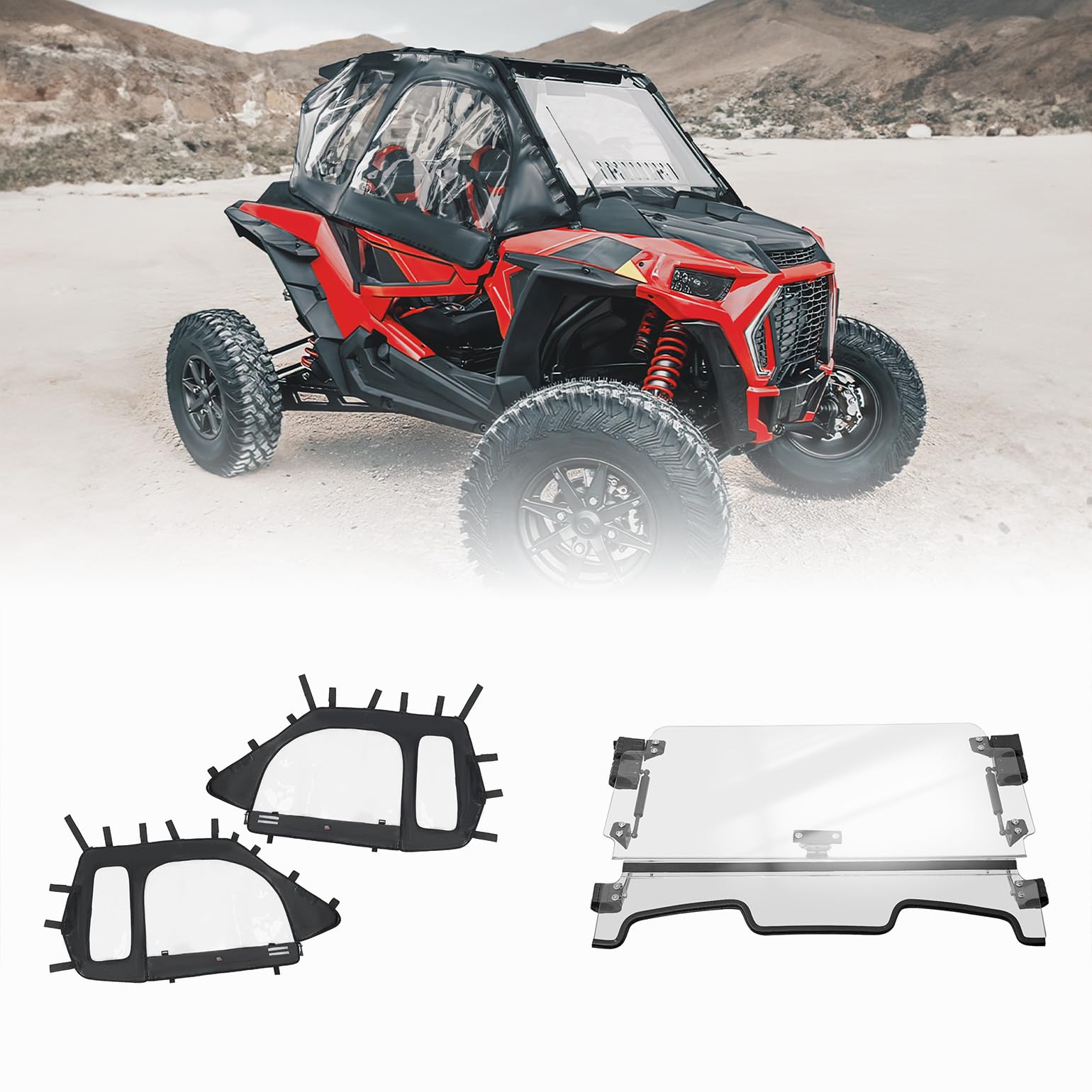 Upper Doors & 3-IN-1 Flip Windshield for Polaris RZR 1000