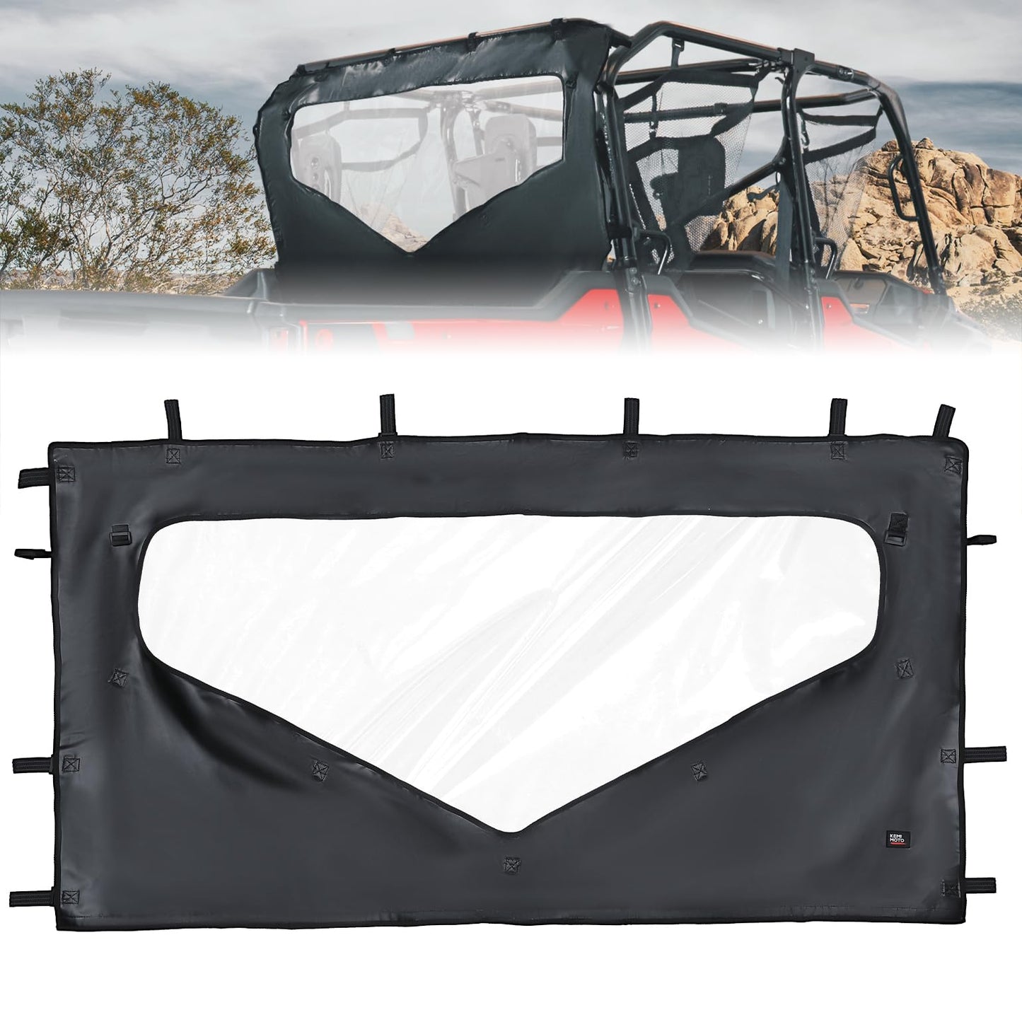 Kemimoto UTV Roll Up/Down Soft Rear Window for Honda Pioneer 1000-6