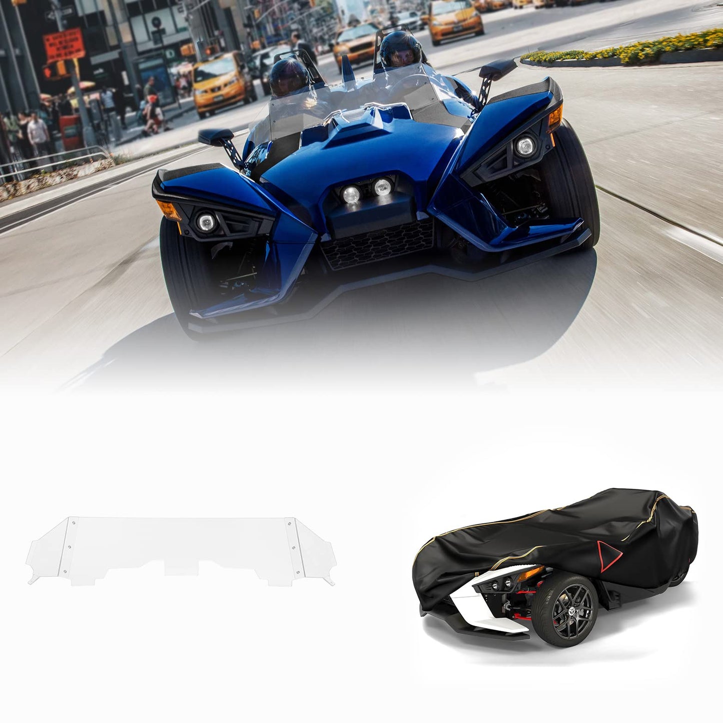 Kemimoto Full Cover and Windshield Deflector for Polaris Slingshot