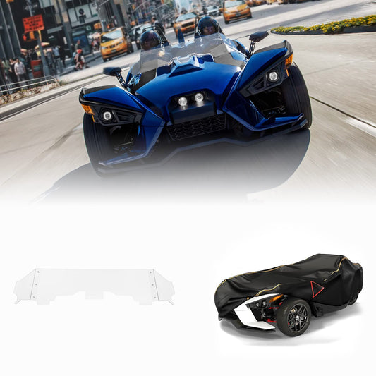 Kemimoto Full Cover and Windshield Deflector for Polaris Slingshot