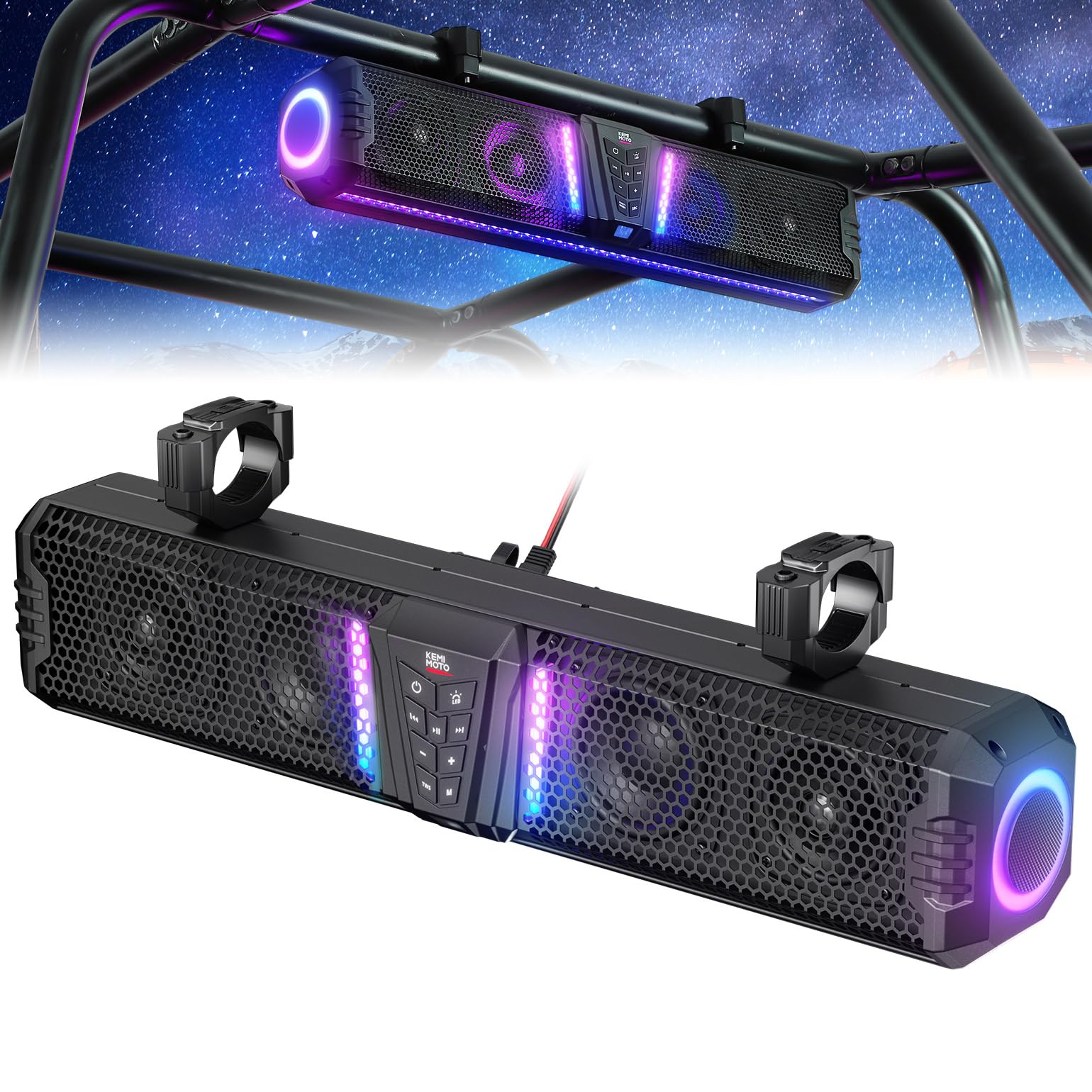 Kemimoto Midnight 60 UTV Sound Bar IP66 Weatherproof 26‑Inch