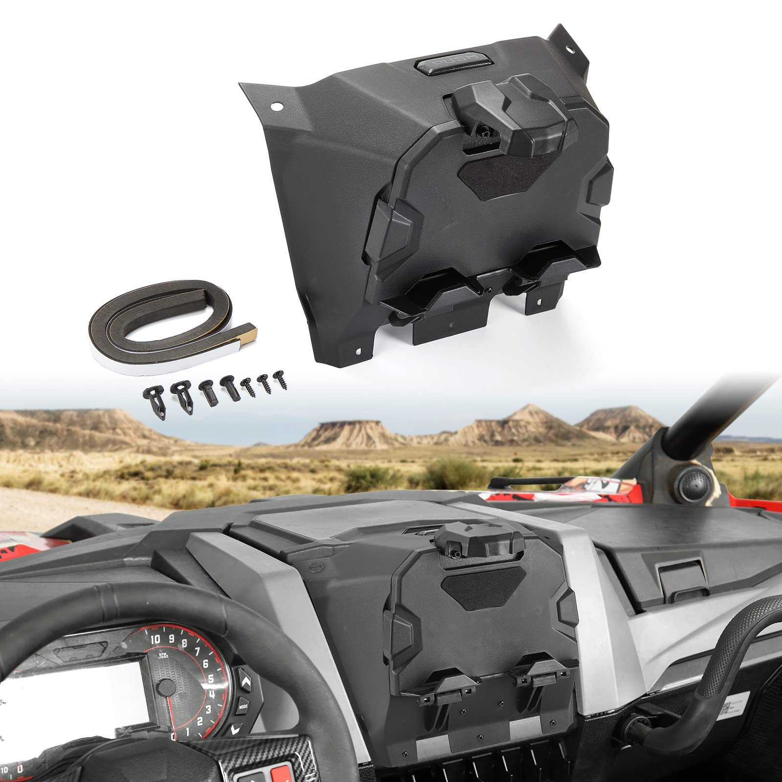 Kemimoto Tablet Holder with Storage Box for Polaris RZR