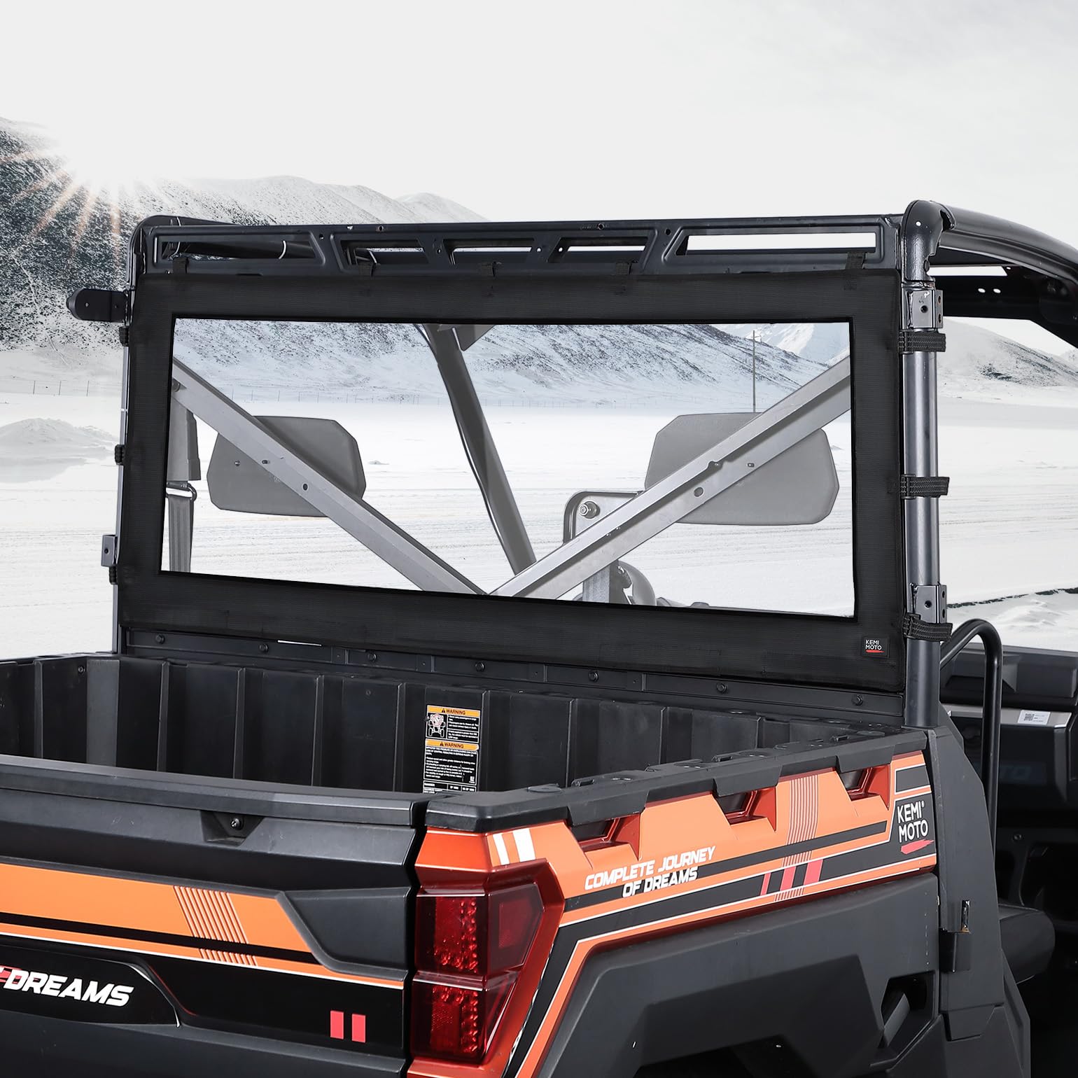 Kemimoto Waterproof Soft Rear Window for Polaris Ranger XP 1000/Crew