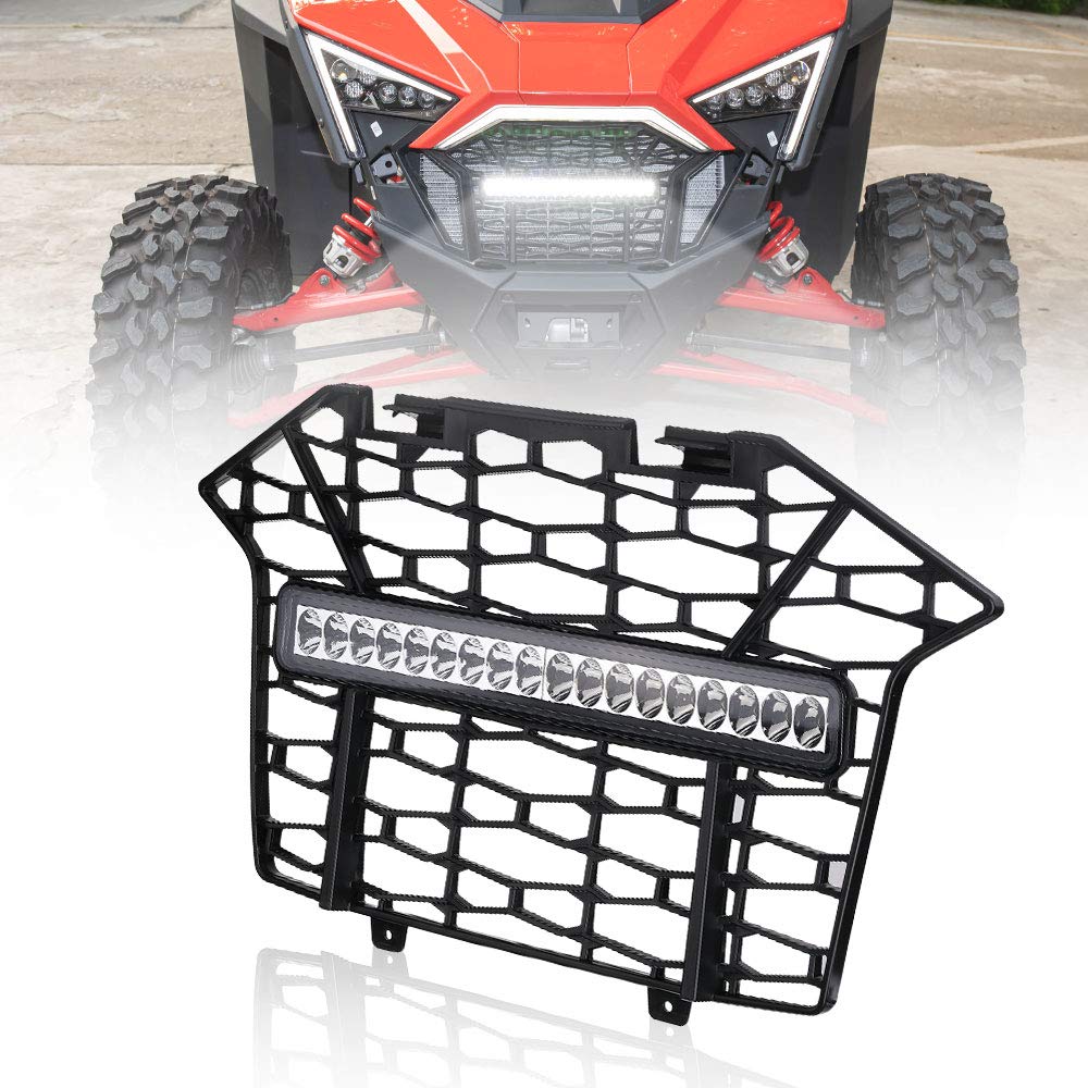 Kemimoto Front Mesh Grill with LED Light Bar Black