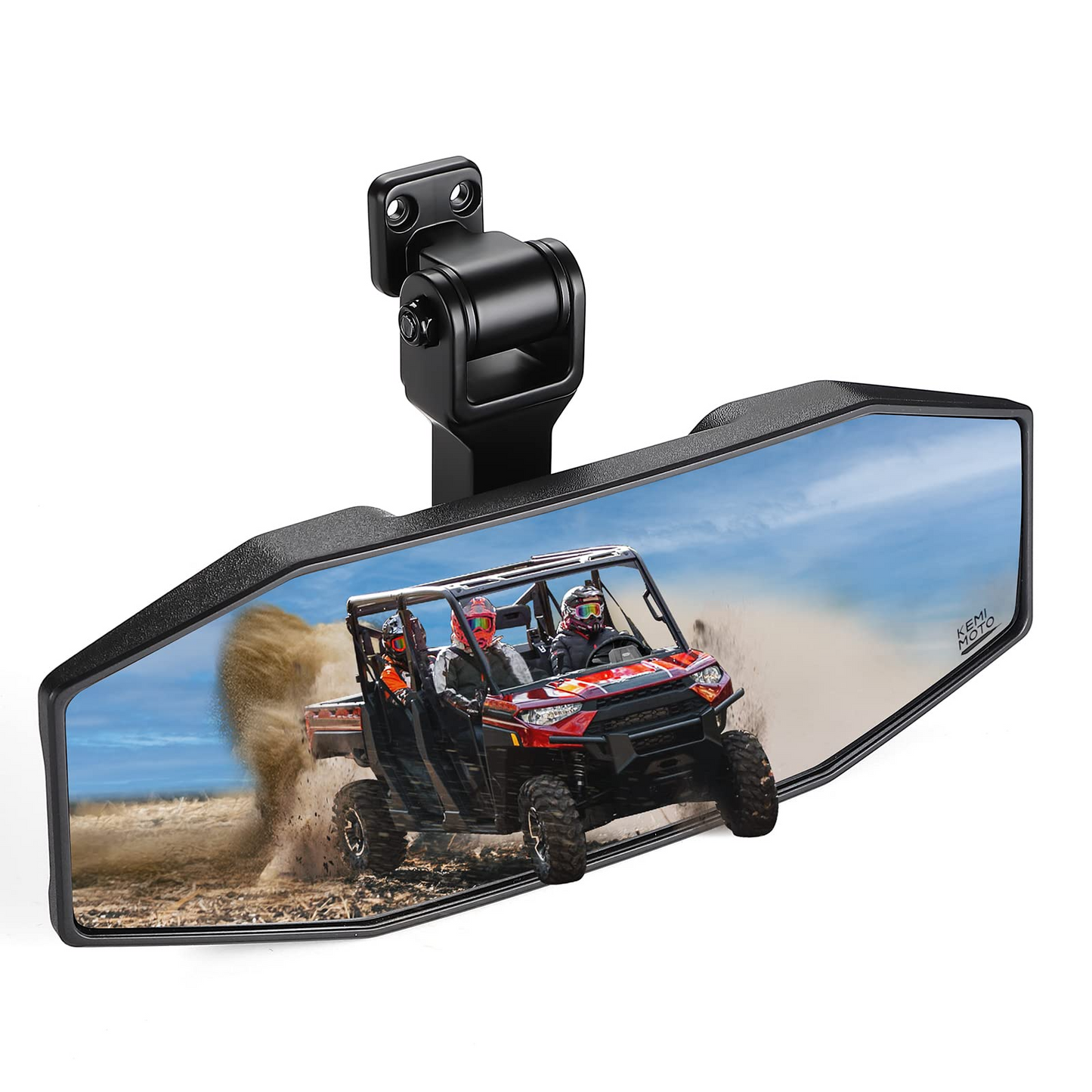 Kemimoto Adjustable Wide-View Convex Rear Mirror for Polaris Ranger