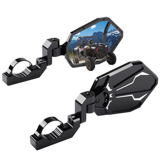 CNC Aluminum UTV Side Mirrors for 1.6"-2" Roll Bar