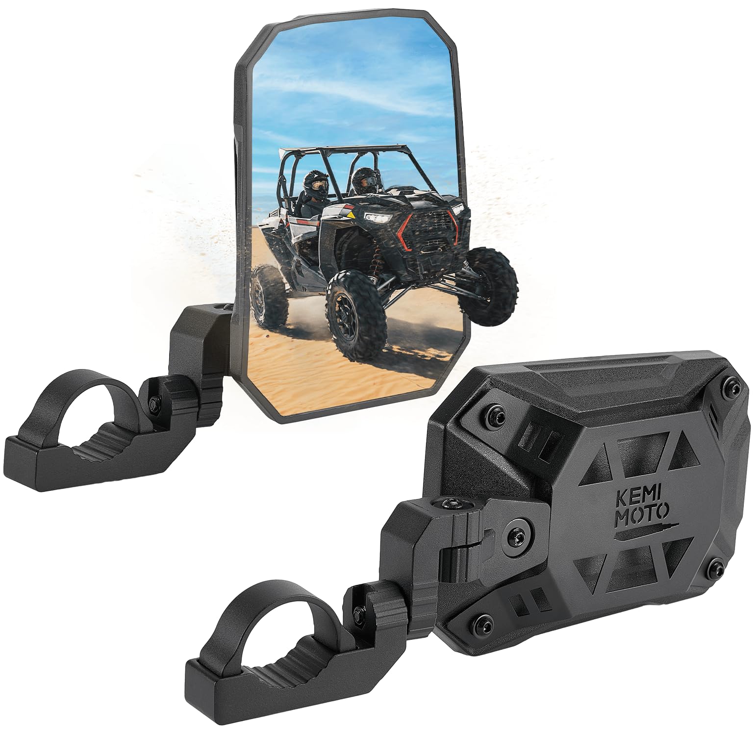 Kemimoto UTV Side Mirrors Tool-Free Multi-Adjustment 1.65-2" Roll Bar