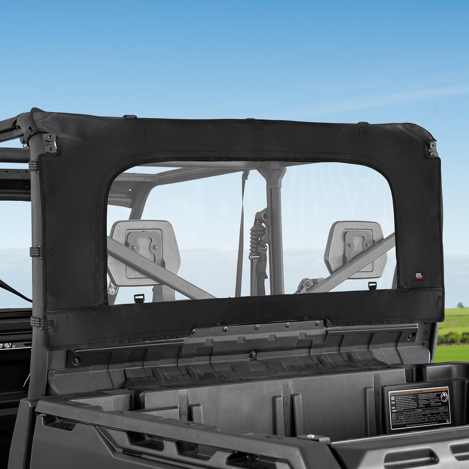 Kemimoto Soft Rear Windshield with Zipper for Can‑Am Defender