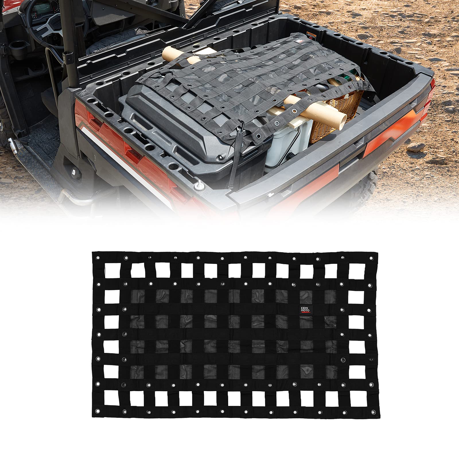 Heavy Duty UTV Bed Cargo Net for Polaris Ranger, Can-Am