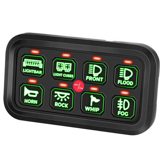 12-24V 8 Gang Switch Panel for Cars, UTVs, Trucks, Wrangler & RZR X3