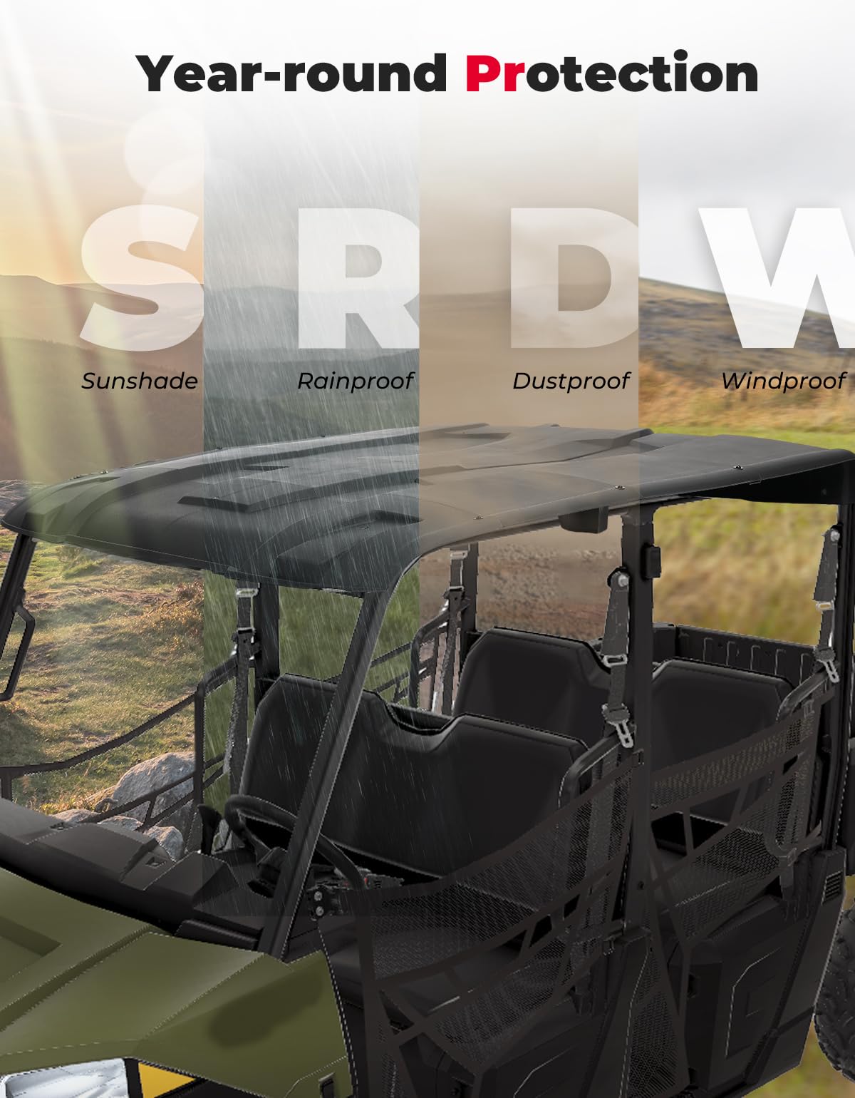 Kemimoto 6-Seat Roof Top for Polaris Ranger XP 1000 2017-2025