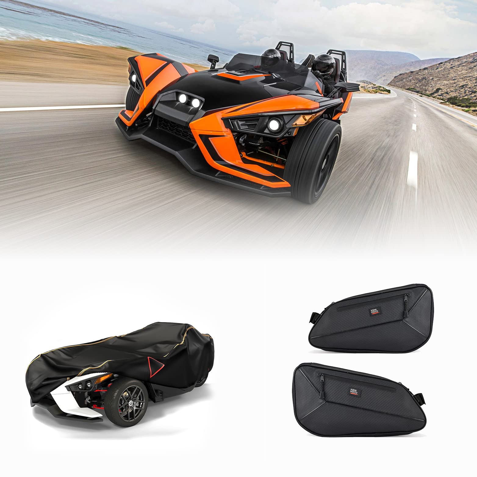 Full Cover & 2pcs Side Door Bags for Polaris Slingshot