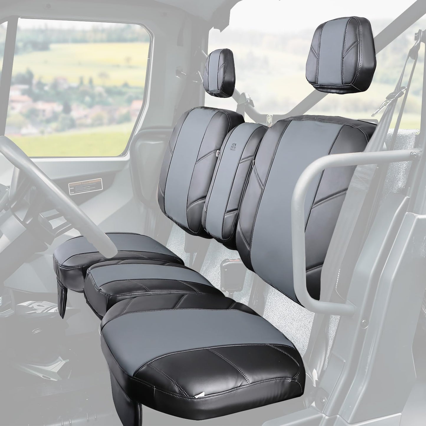 Kemimoto Leather Split Bench Seat Covers for Can‑Am Defender