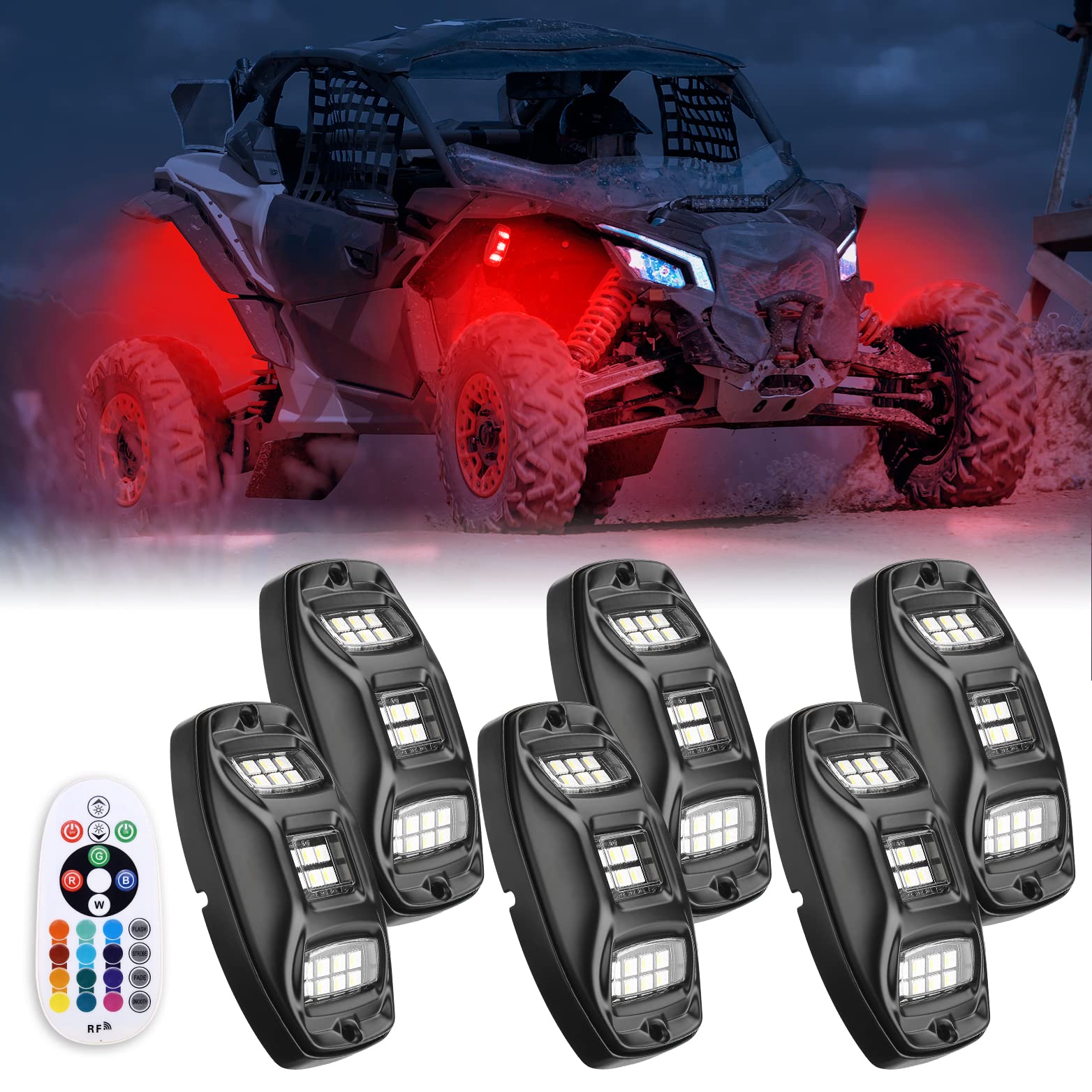 Kemimoto Universal 8 Pods RGB Rock Light Kit