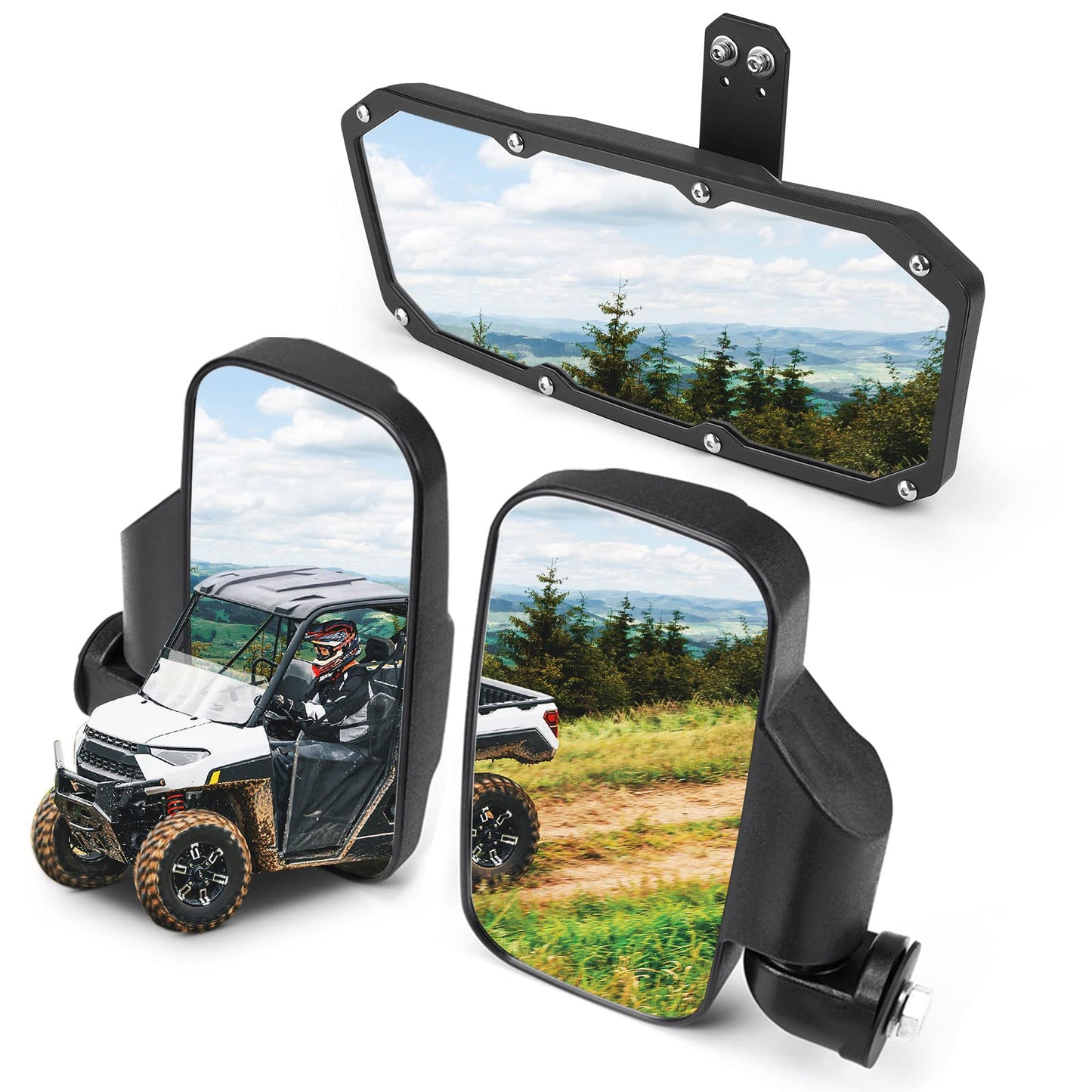 Kemimoto UTV Mirror Set ABS for Polaris Ranger 500-1000