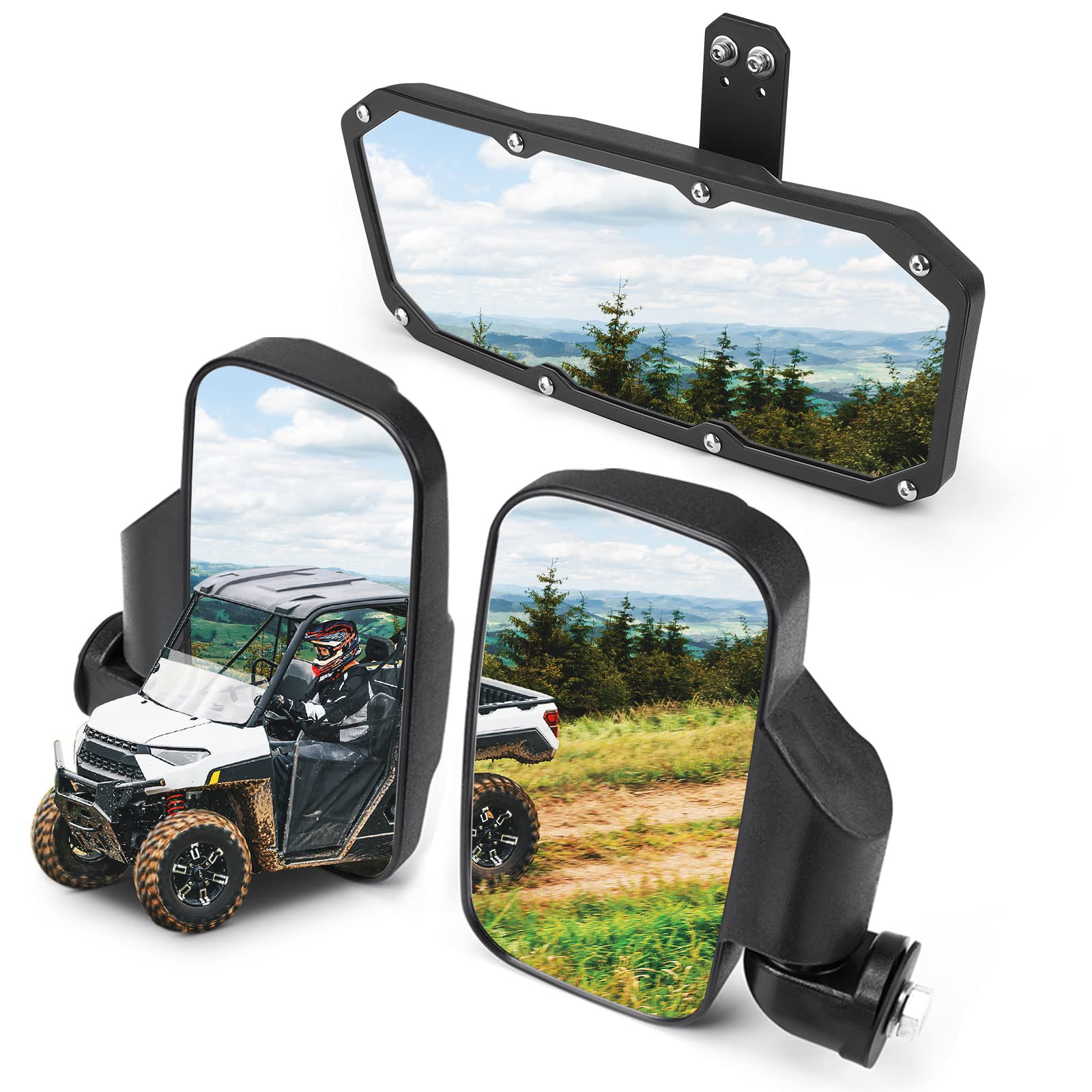 Kemimoto UTV Mirror Set ABS for Polaris Ranger 500-1000