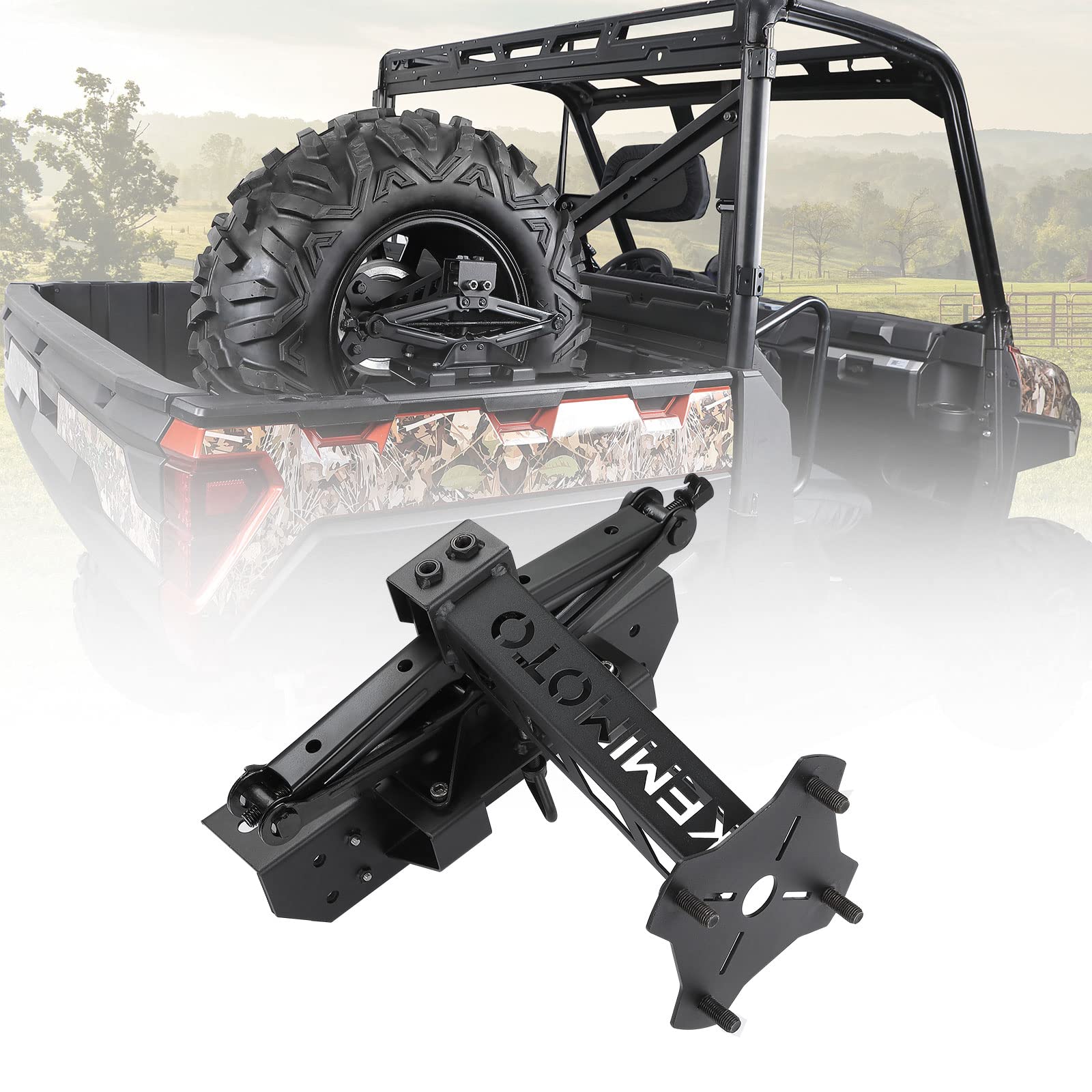 Kemimoto Adjustable Spare Tire Mount for Polaris Ranger