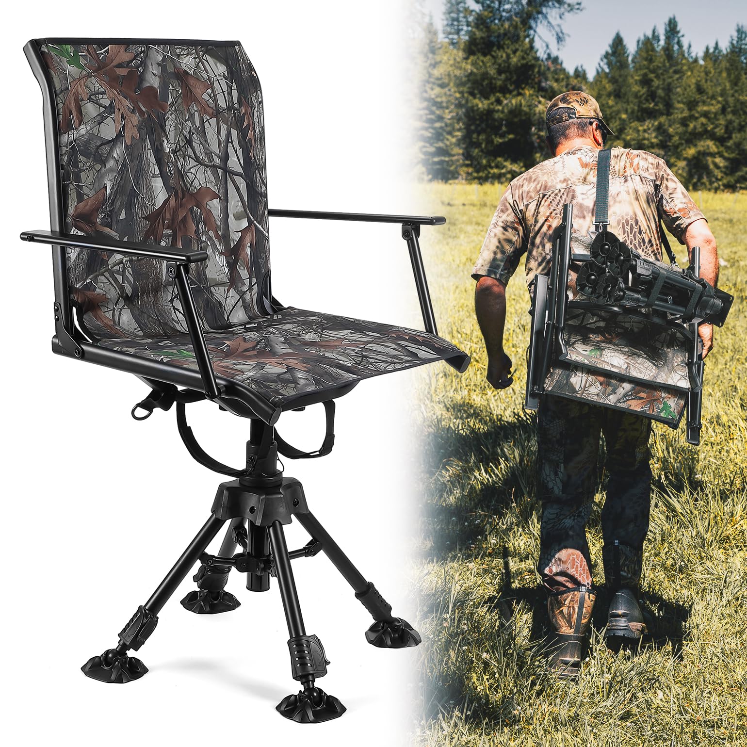 Kemimoto Camo 360 Degree Silent Swivel Blind Hunting Chair