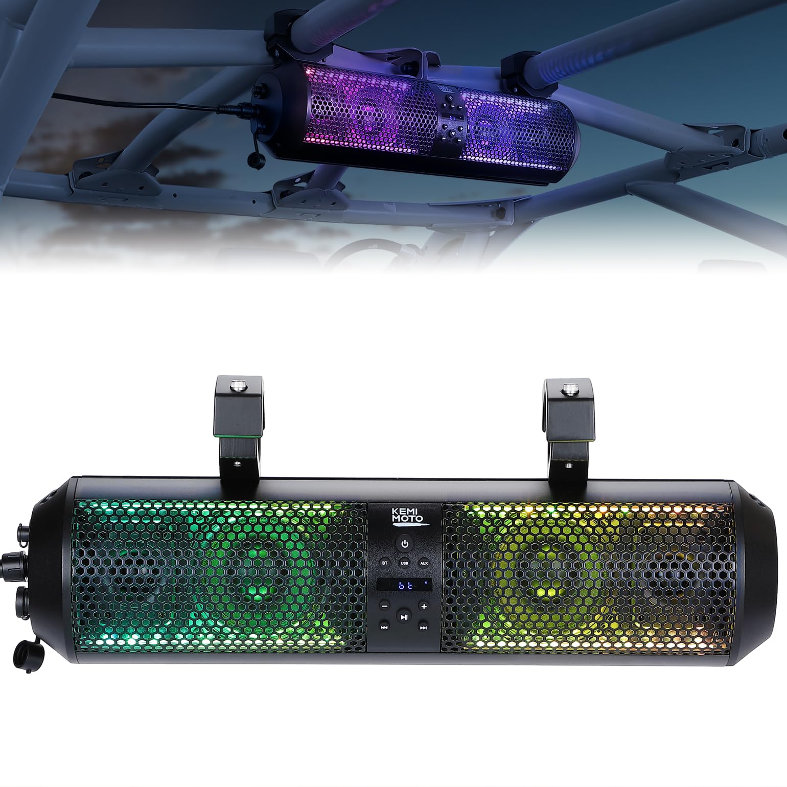 Kemimoto 18" UTV Sound Bar RGB Bluetooth for Maverick X3/RZR