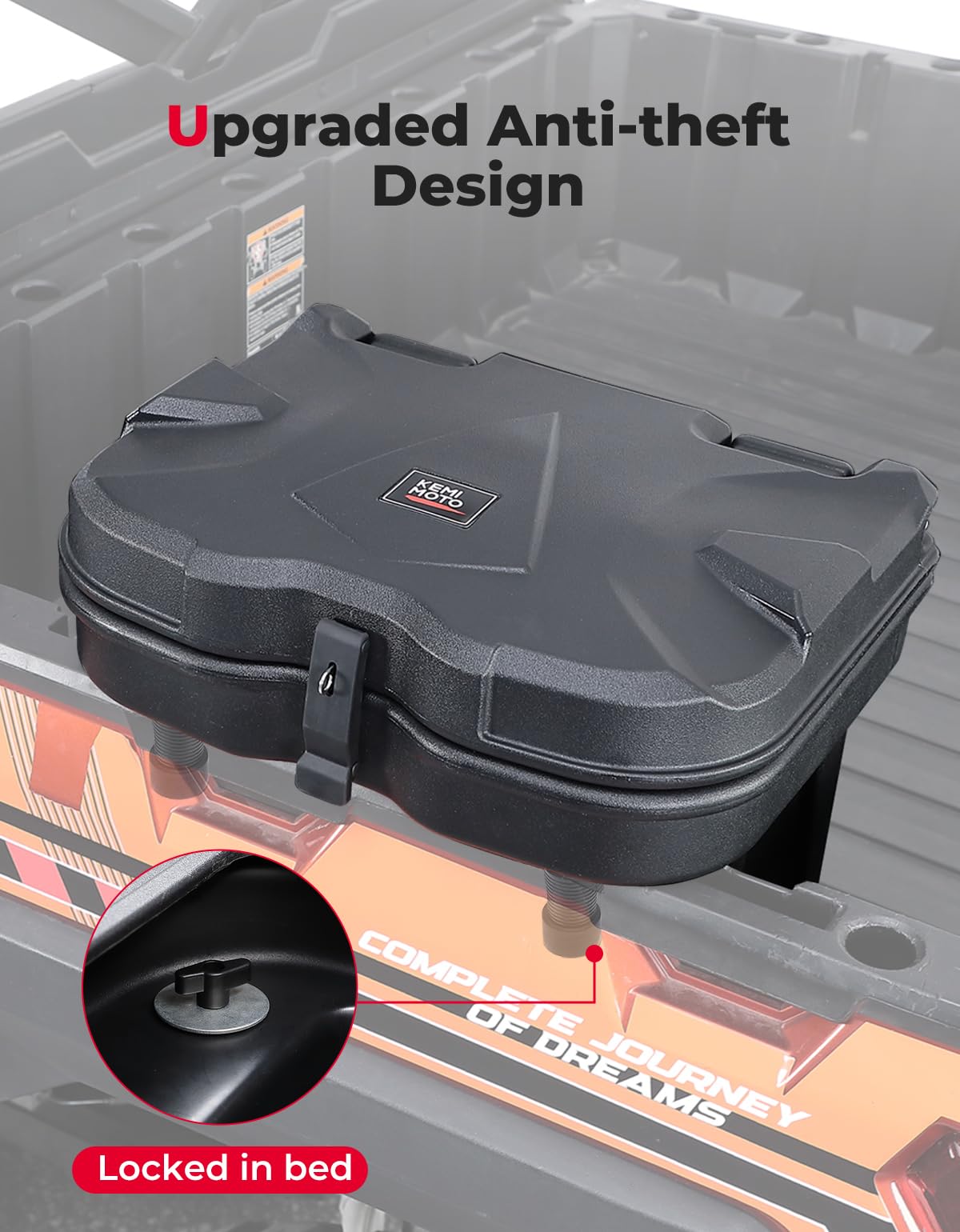Kemimoto Anti-Theft Bed Storage Box 5.5GAL Black for Polaris Ranger