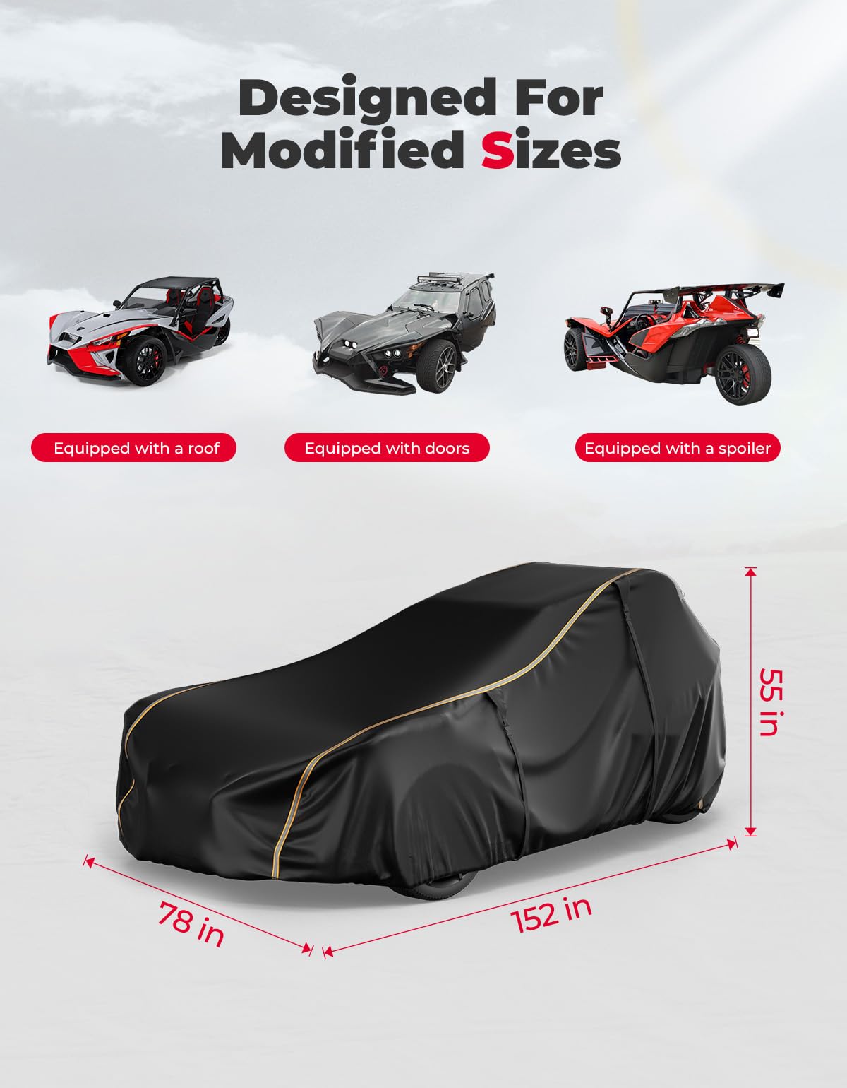 Kemimoto Full Cover with Reflective Strips for Polaris Slingshot 2015-2025