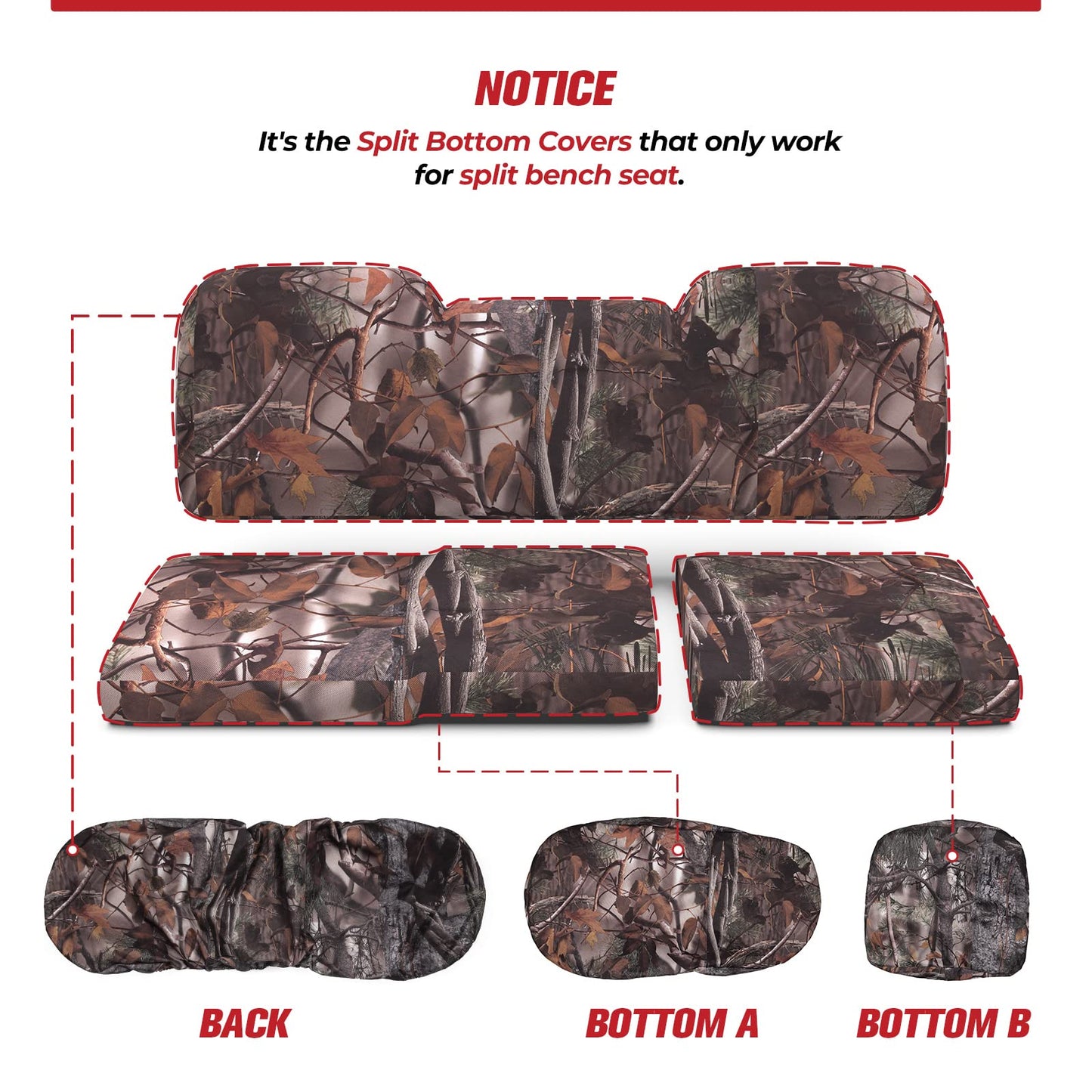 Kemimoto Camouflage Seat Cover for Polaris Ranger XP 1000 Crew