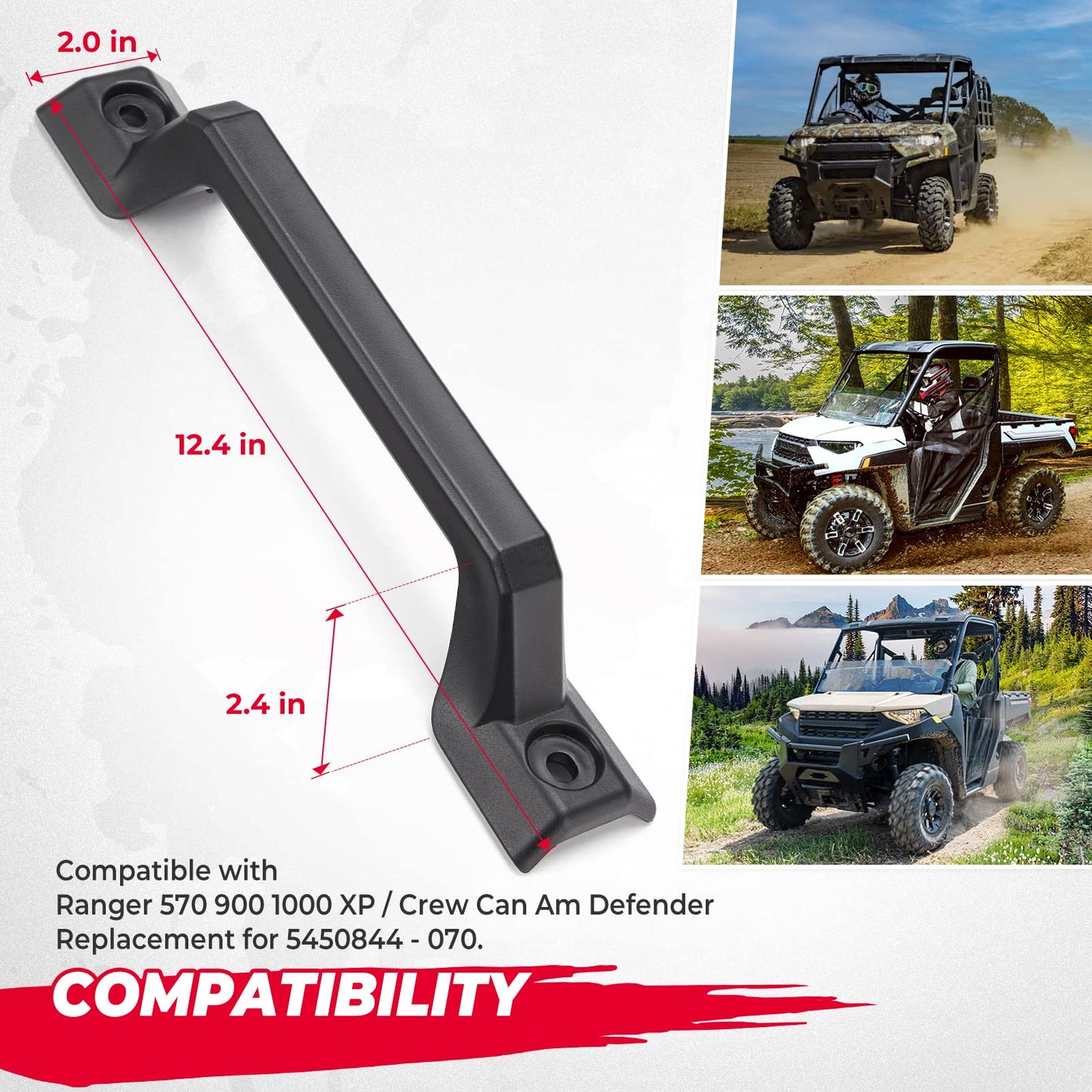 Kemimoto ABS Plastic UTV Grab Handle for Polaris Ranger