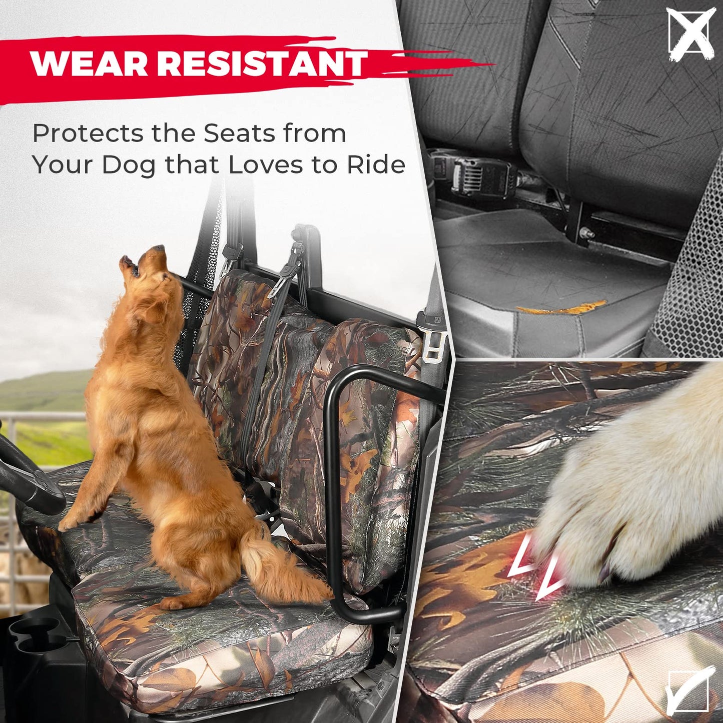 Seat Cover with Headrest Cover for Polaris Ranger Crew 1000/Crew XP 1000