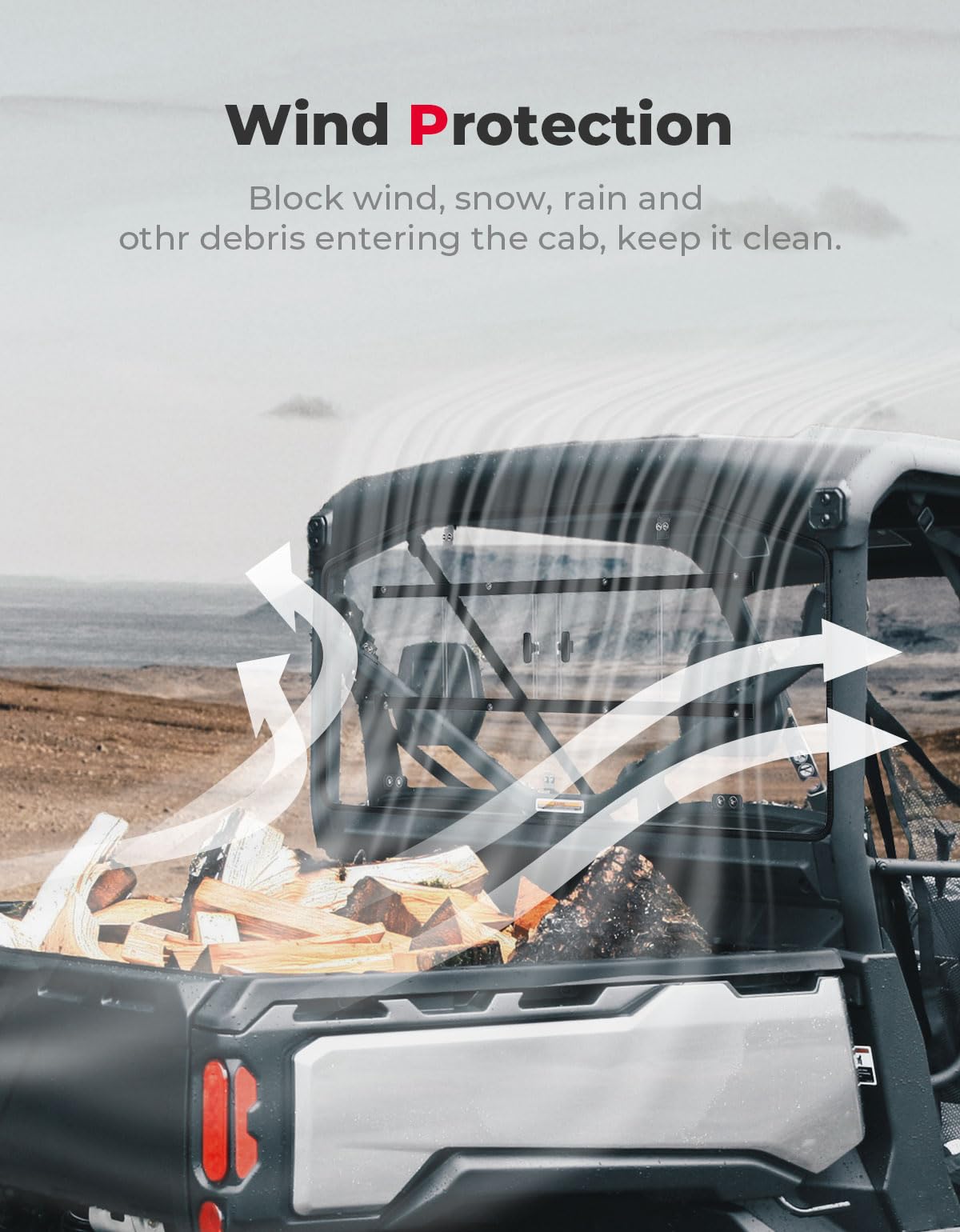 Kemimoto Sliding Rear Windshield for Can-Am Defender HD5-10