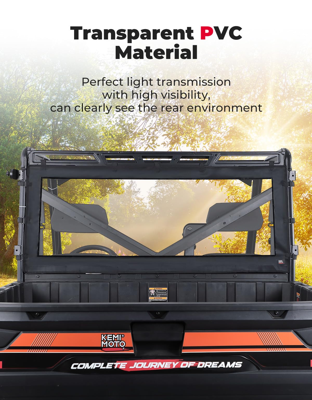 Kemimoto Waterproof Soft Rear Window for Polaris Ranger XP 1000/Crew