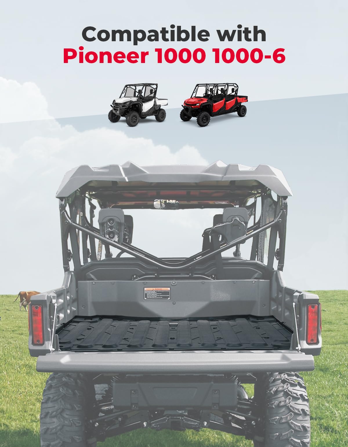 Kemimoto UTV Bed Liner Mat for Honda Pioneer 1000 2016-2025