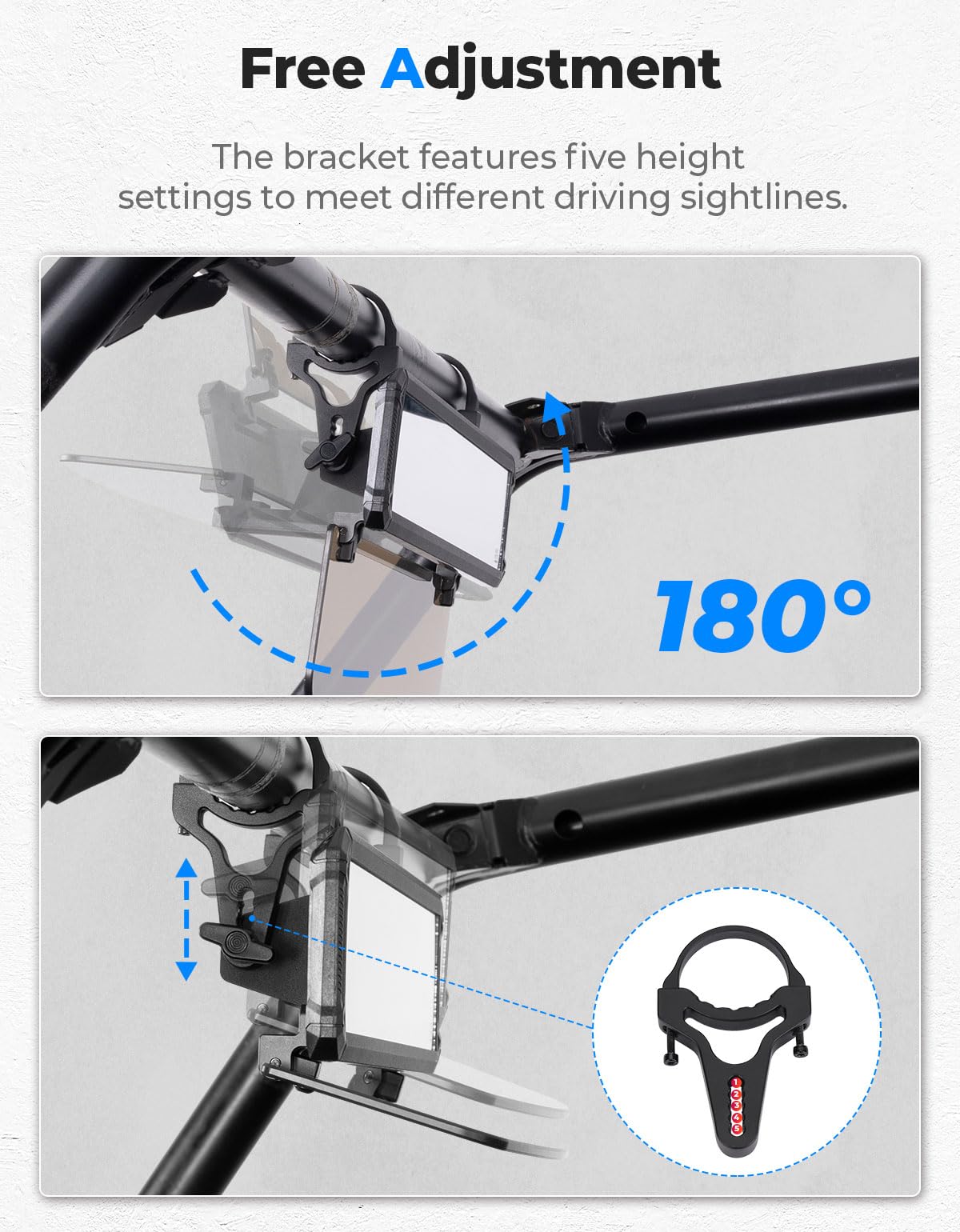 Kemimoto UTV Rear View Mirror with Sun Visor