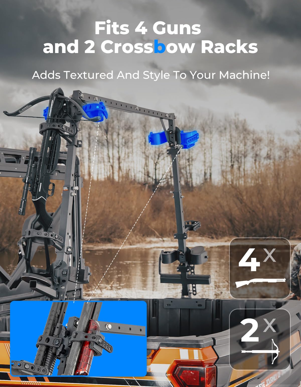 UTV Double Crossbow Rack for Polaris Ranger General Pioneer