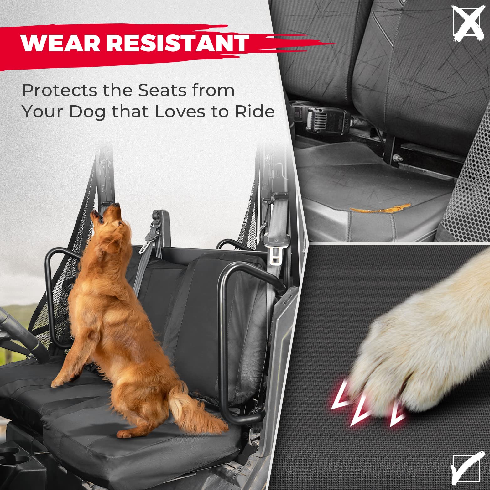 Kemimoto Seat Covers 1680D Oxford for Polaris Ranger XP1000