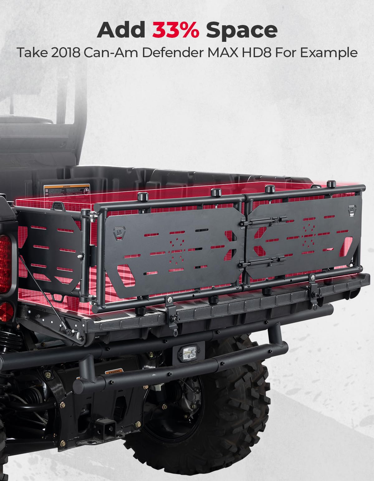 Kemimoto Heavy-Duty Bed Extender for Can-Am Defender UTV