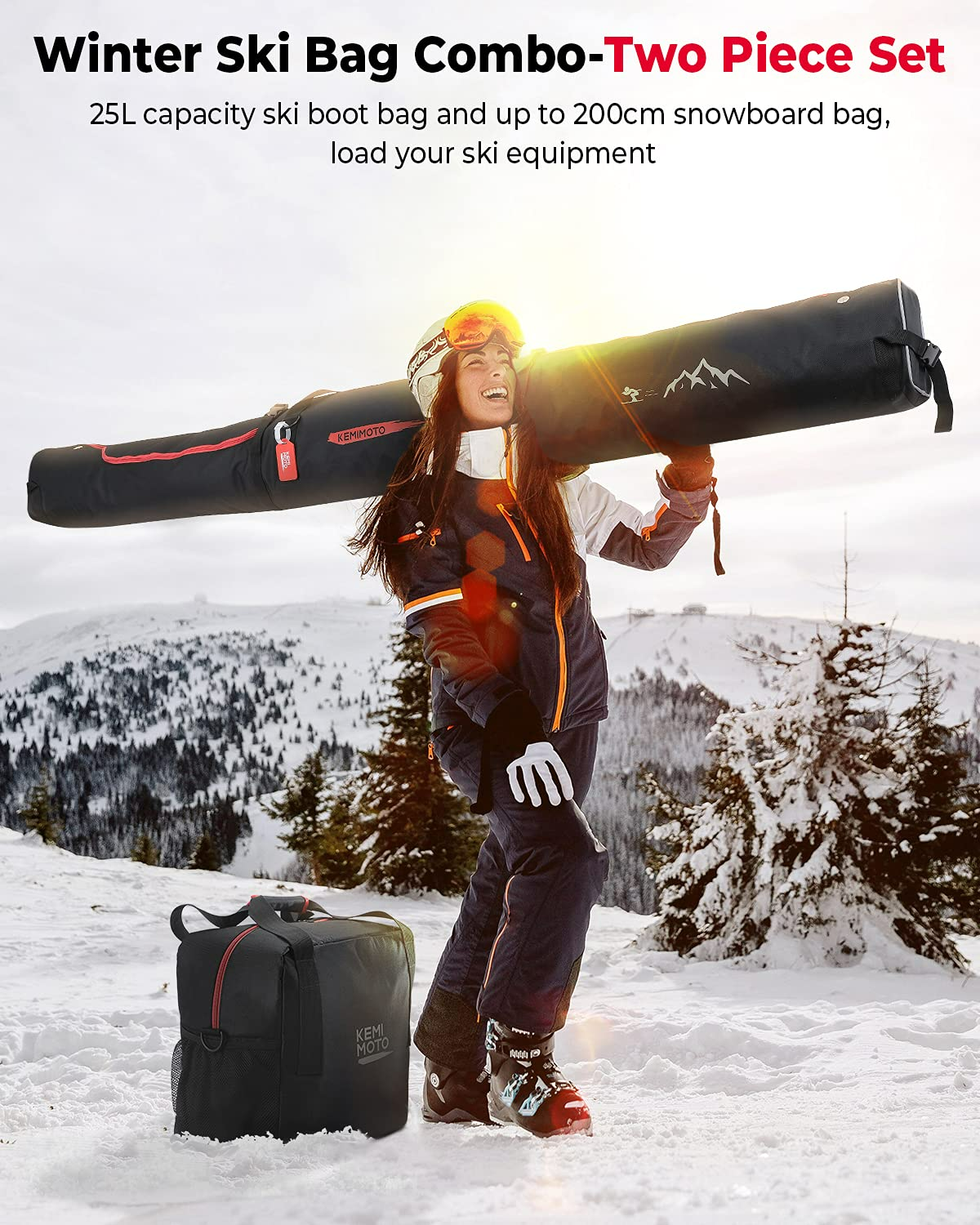 Kemimoto Ski Boot Bag Combo Red 25L 600D Oxford