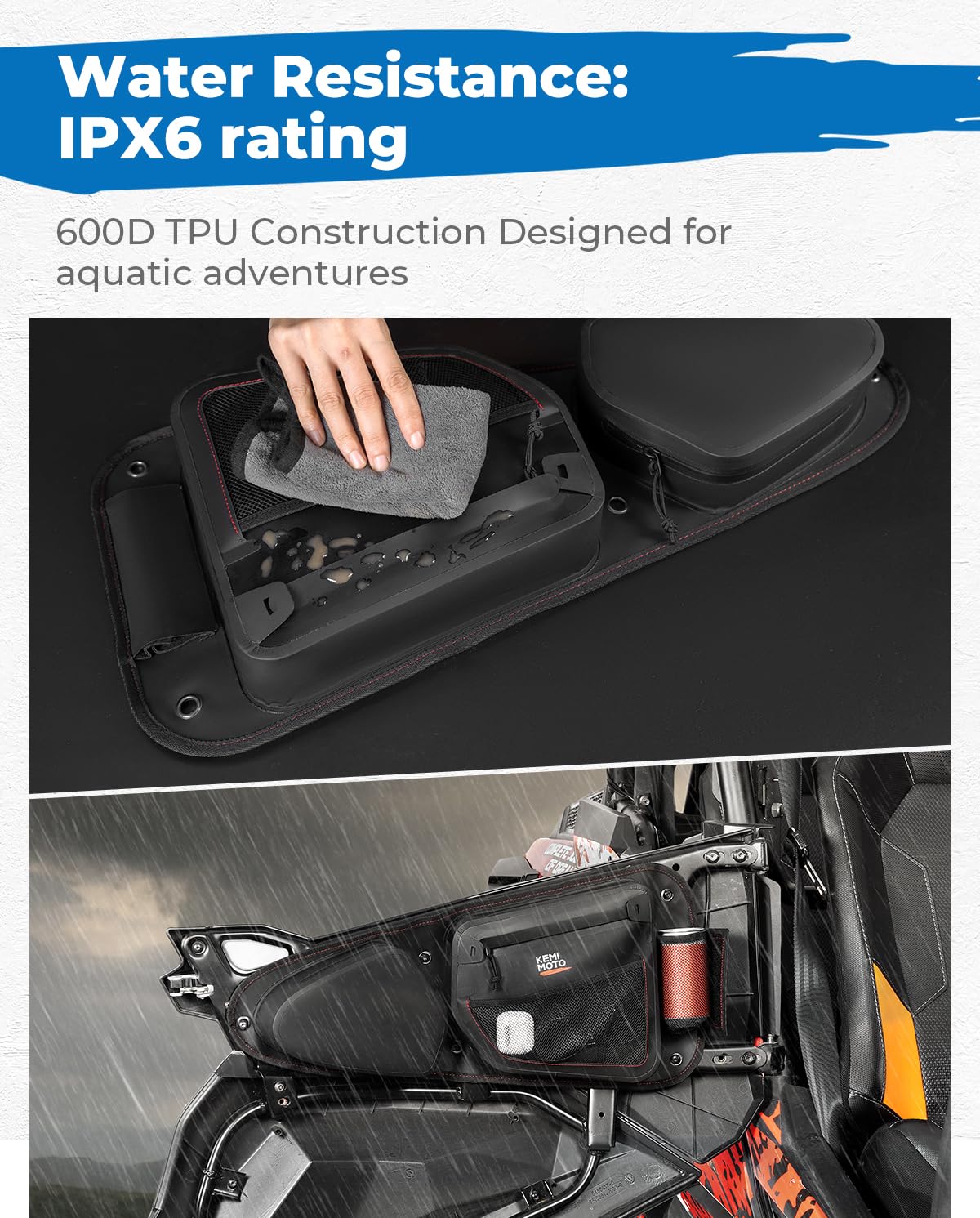 Kemimoto TPU Front Door Bags IPX6 for Polaris RZR