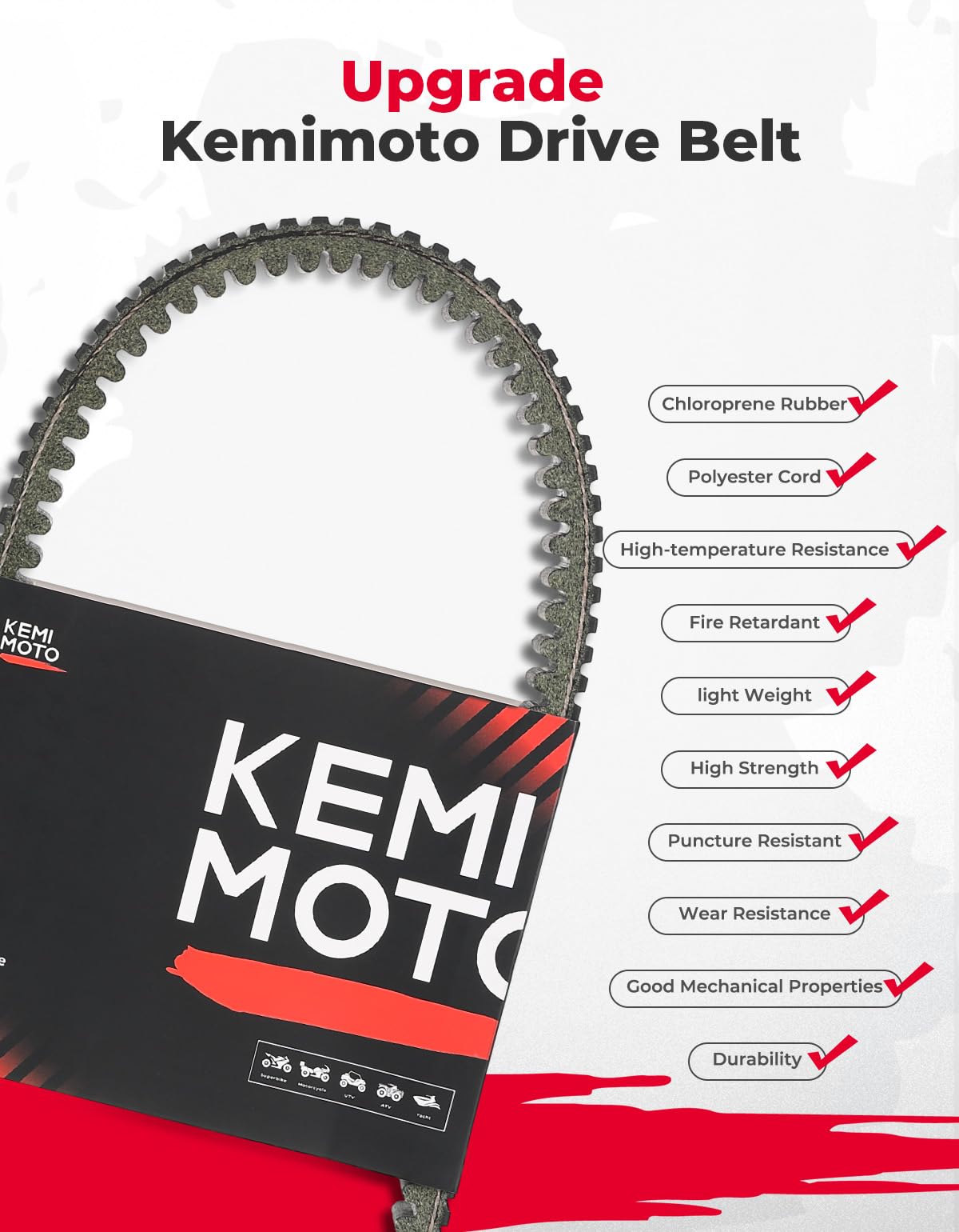 Kemimoto Heavy Duty Drive Belt for Polaris Ranger and RZR