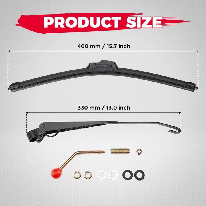Kemimoto UTV Hand Operated Manual Windshield Wiper Kit 1 PCS