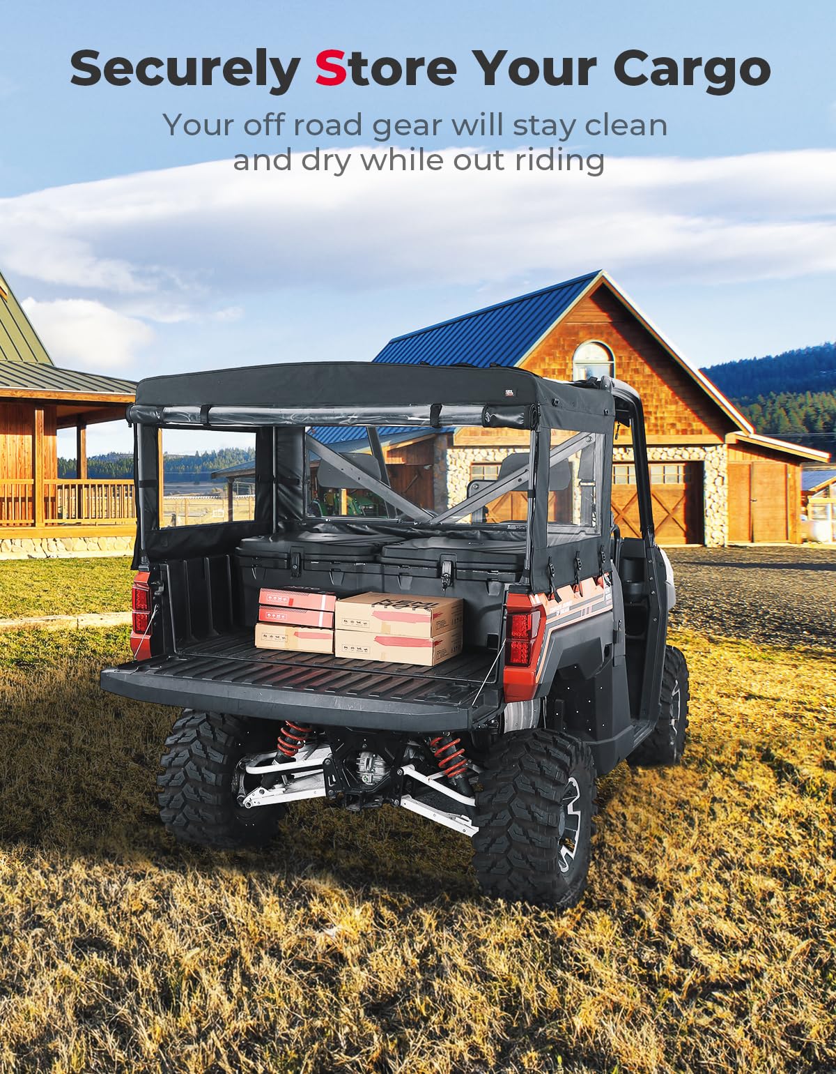 Kemimoto UTV Cargo Bed Cover for Polaris Ranger 570/XP 900/1000