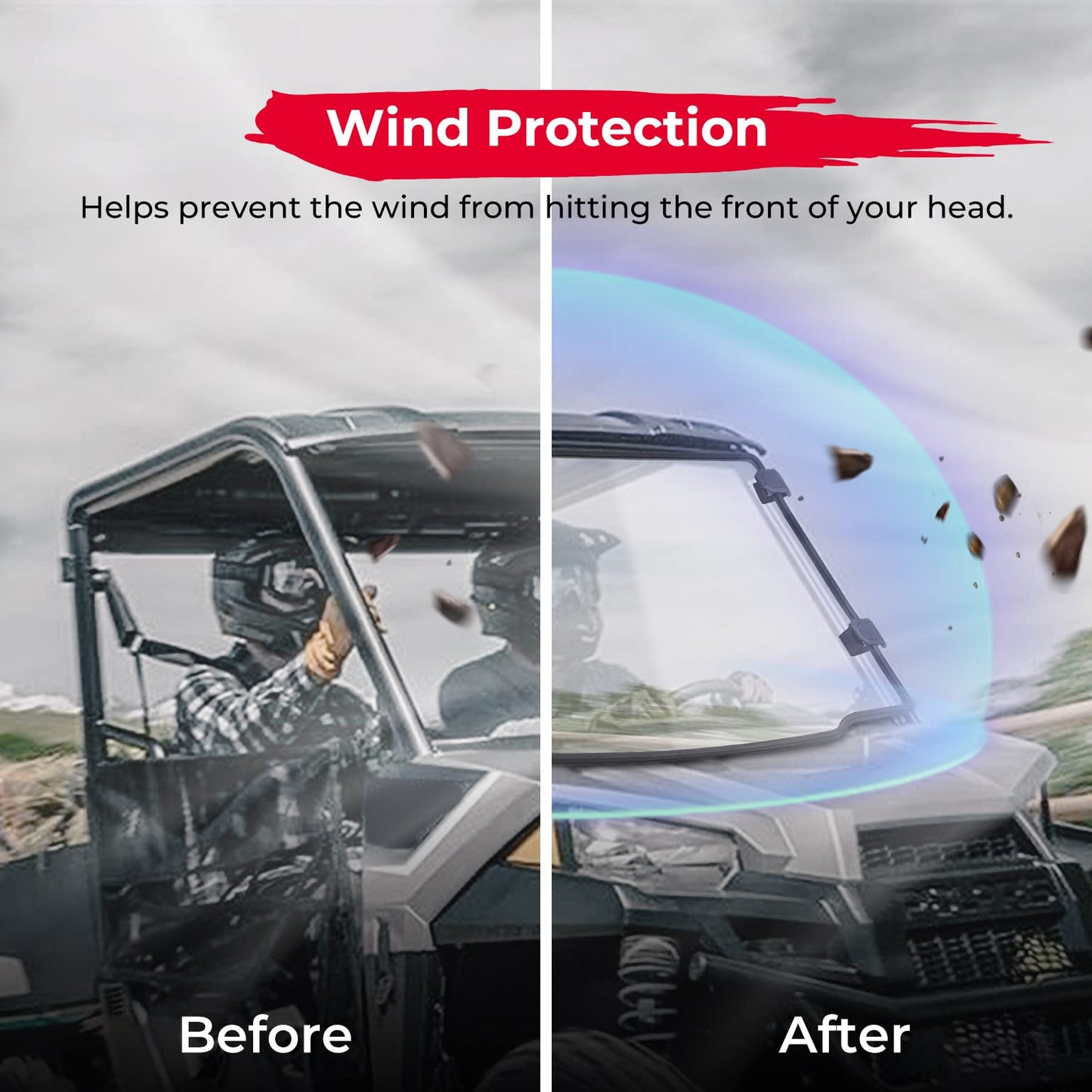 Kemimoto Front Full Windshield for Polaris Ranger Midsize 500 570
