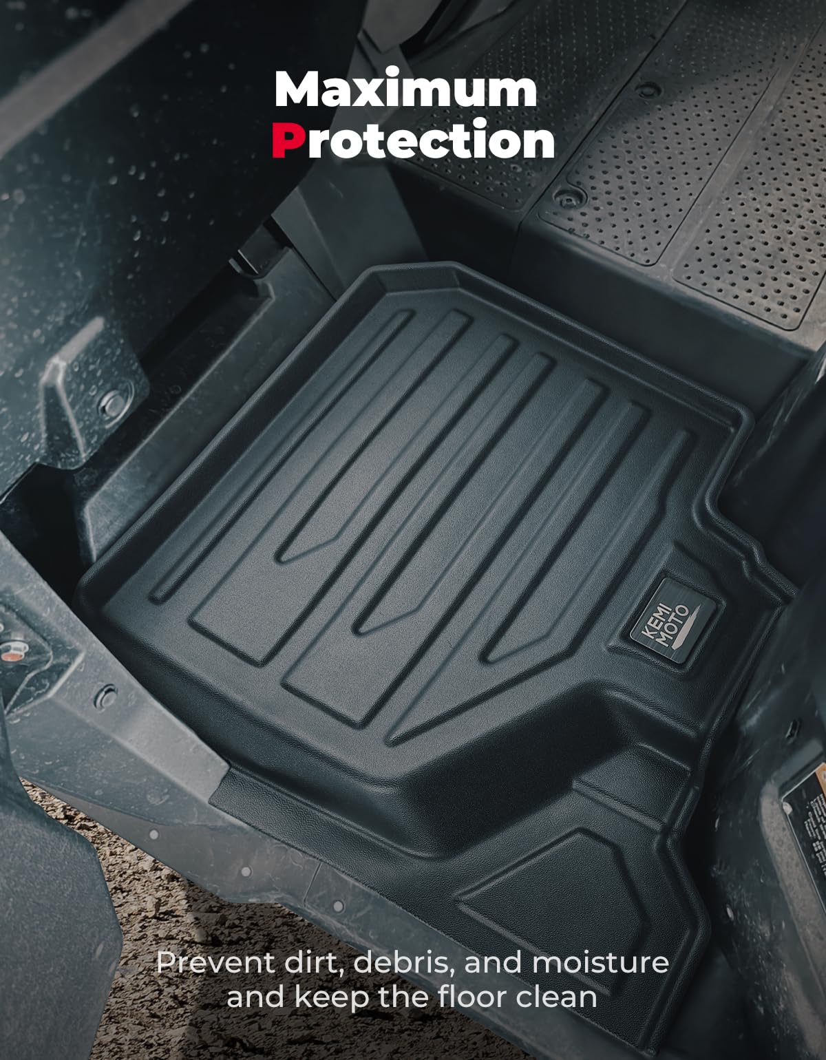 Kemimoto Anti-Slip Floor Mats for Pioneer 1000-6 (4-Pc Set)