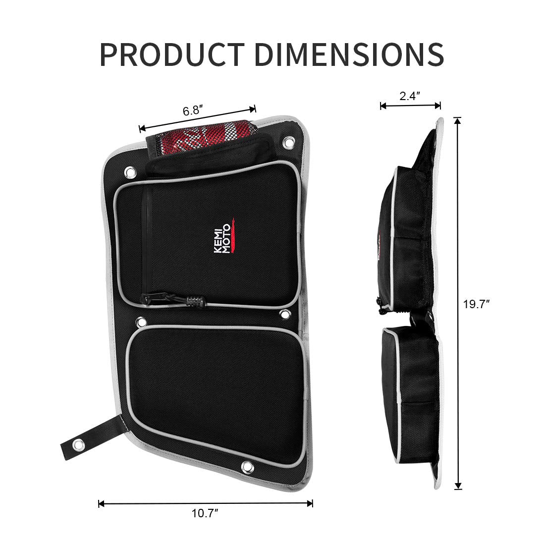 Kemimoto Rear Door Bags With Knee Pad For Polaris RZR