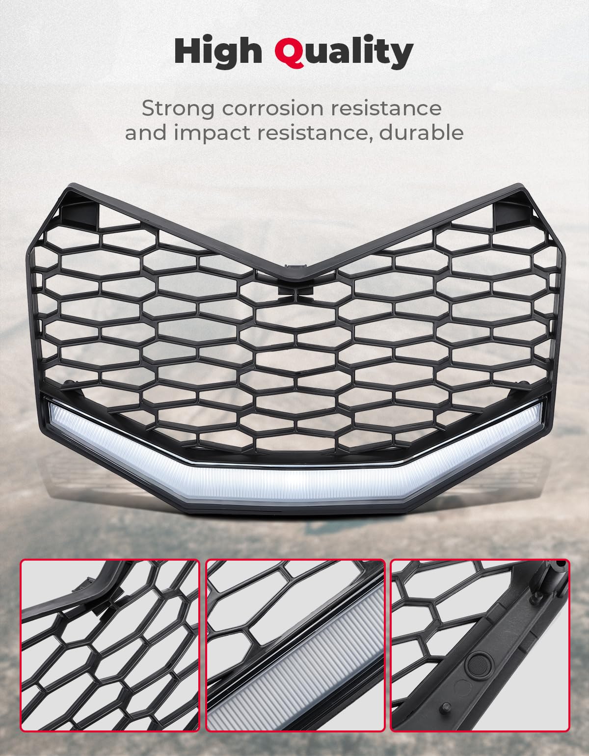 Kemimoto Front Bumper Mesh Grill for Can‑Am Maverick X3