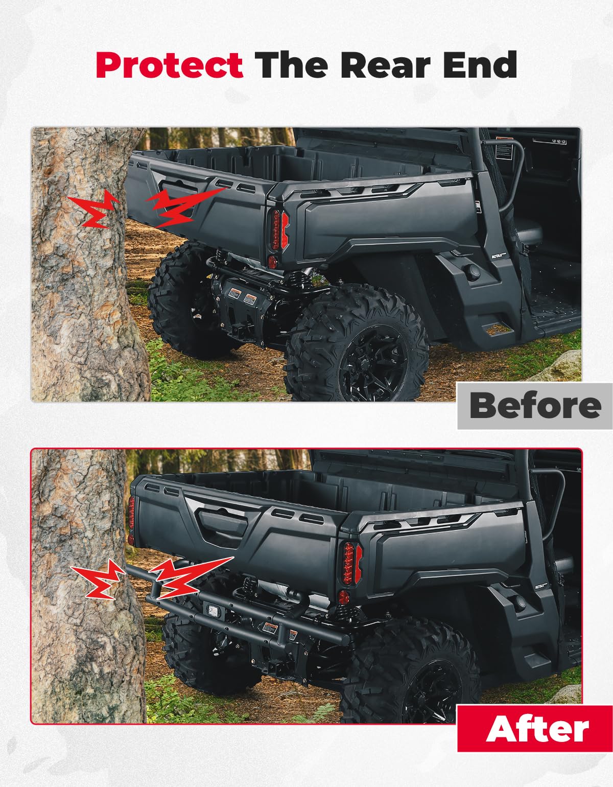 Kemimoto Rear Bumper with Light for Can‑Am Defender