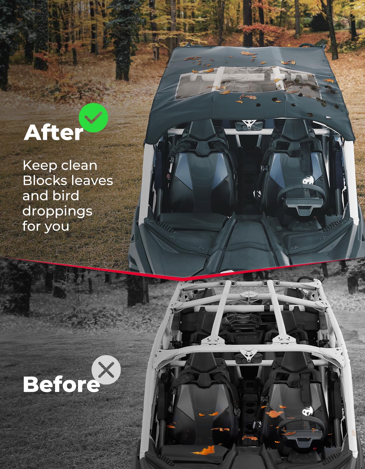 Kemimoto Canvas Soft Rooftop Waterproof for Can‑Am Maverick X3 Max