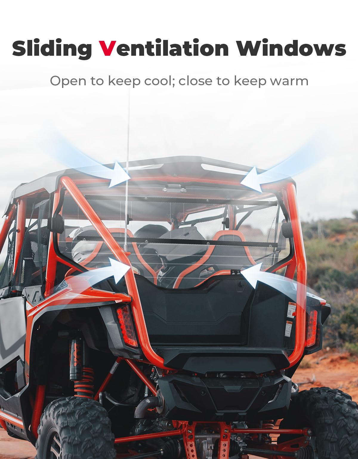 Kemimoto UTV Rear Windshield Sliding Vented Back Window for Talon 1000X-4