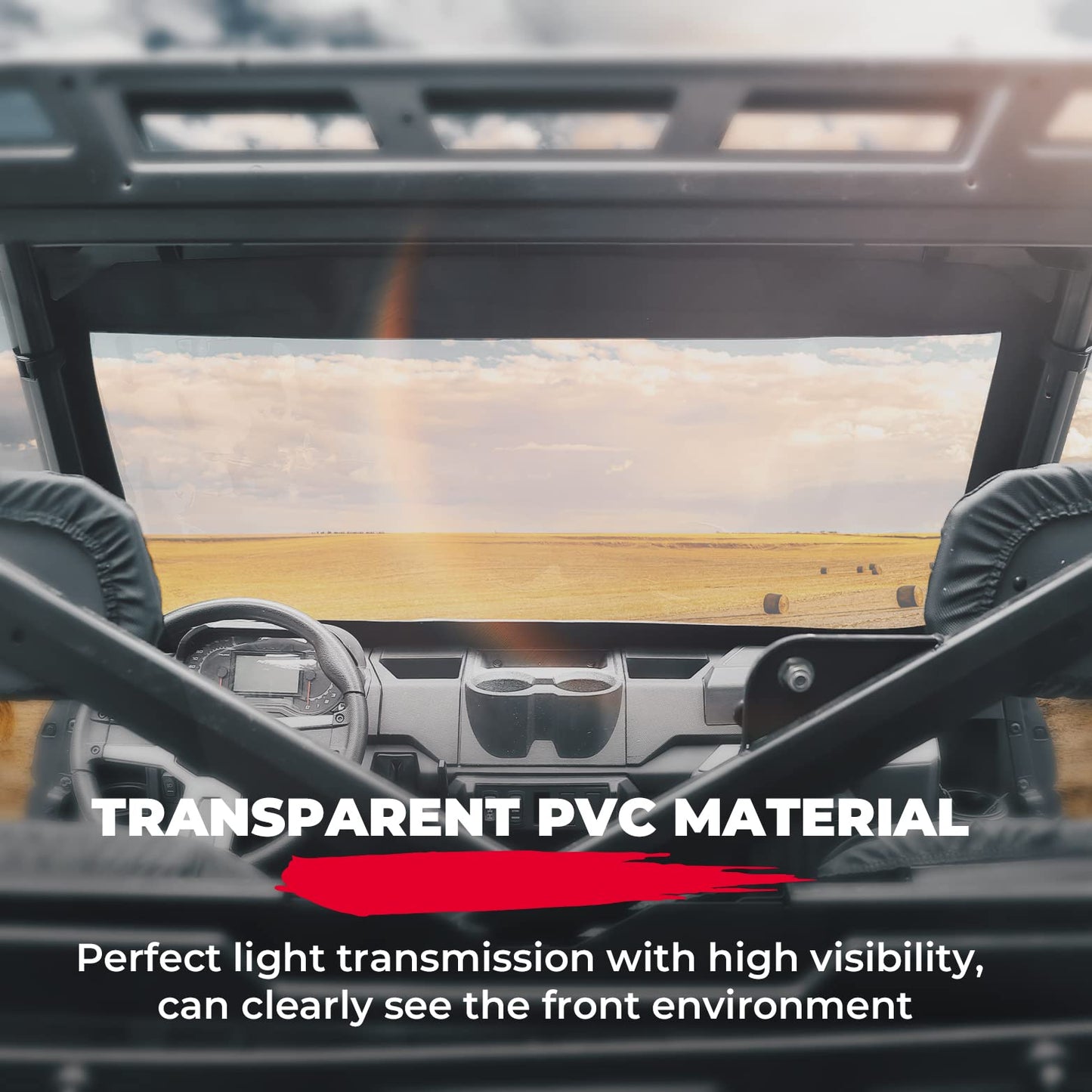 Soft Front Windshield, PVC Waterproof Panel for Ranger XP 1000 / Crew 2017-2024