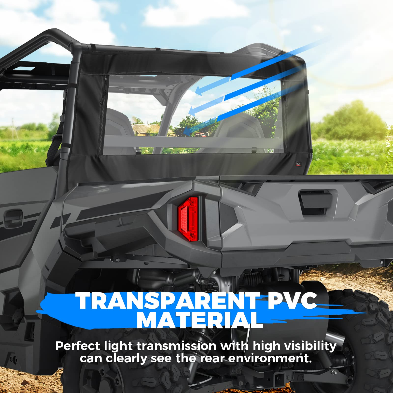 Kemimoto PVC Soft Rear Windshield for Polaris General 1000/XP 1000
