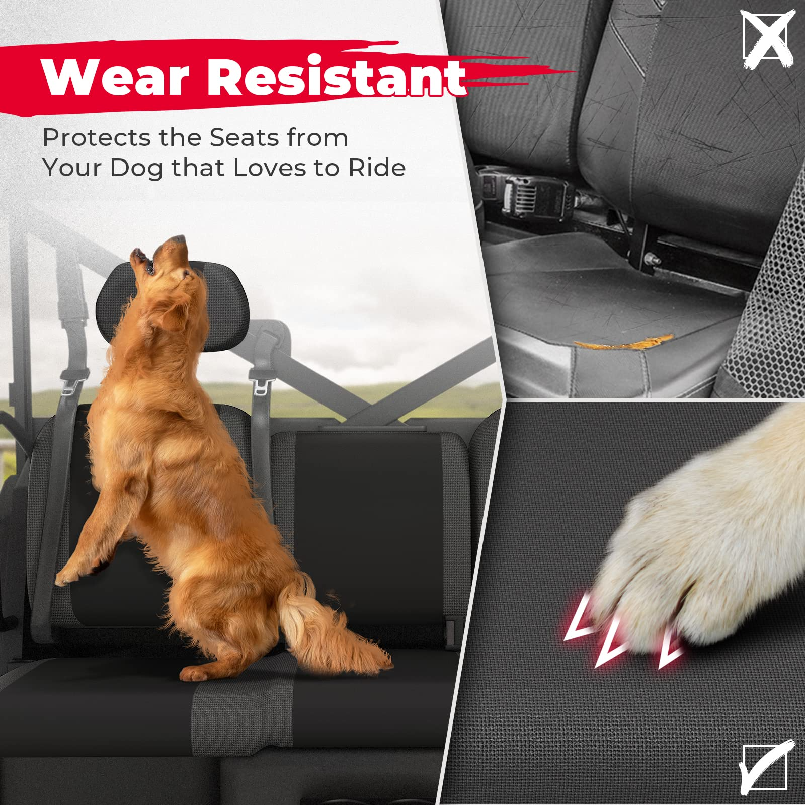 Kemimoto Bench Seat Covers for Polaris Ranger XP 1000/CREW Water‑Resistant